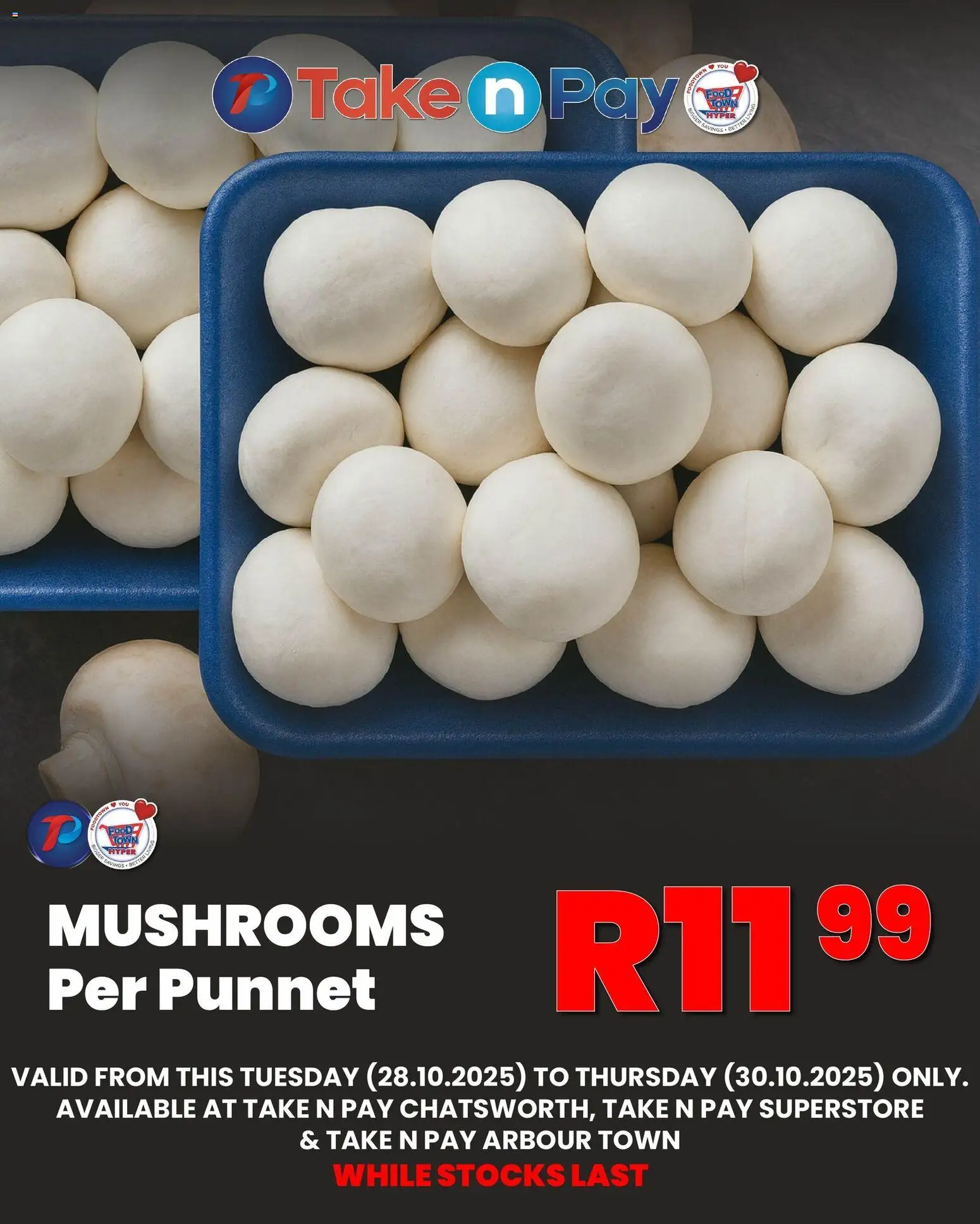 New Take n Pay catalogue – valid from 28.10.2025 | Page: 1 | Products: Mushrooms