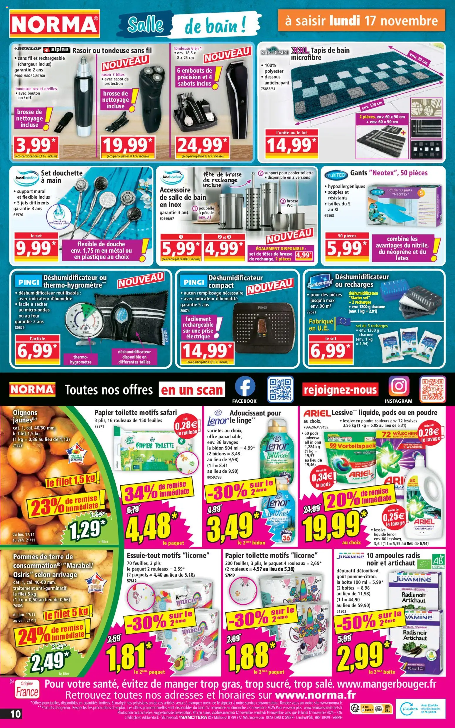 {H1} | Page: 10 | Produits: Ariel, Poubelle, Support mural, Poudre