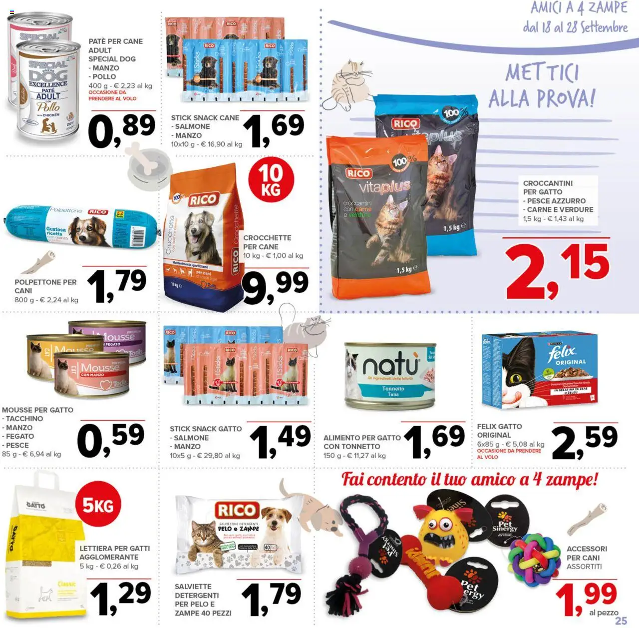 Volantino Todis del 18.09.2025 | Pagina: 25 | Prodotti: Lettiera per gatti, Salmone, Pesce, Crocchette