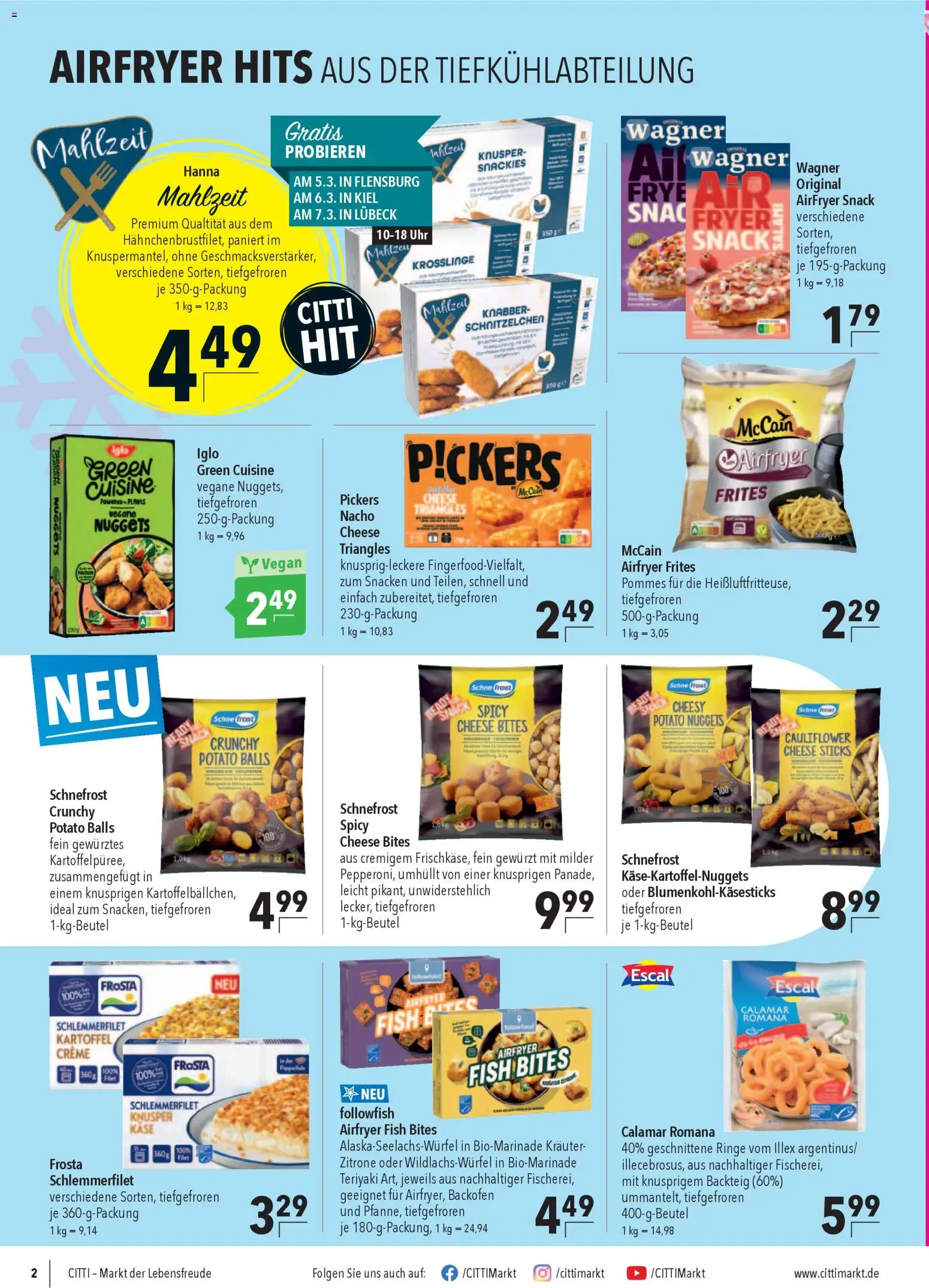 CITTI Markt Tiefkühlkost – gültig ab 04.03.2026 | Seite: 2 | Produkte: Iglo, Creme, Zitrone, Uhr