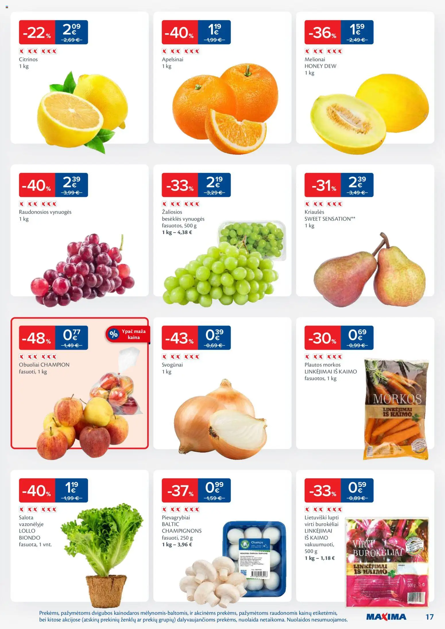 MAXIMA akcijos nuo 25.11.2025 | Puslapis: 17 | Prekių: Salota, Pievagrybiai, Svogūnai, Vynuogės