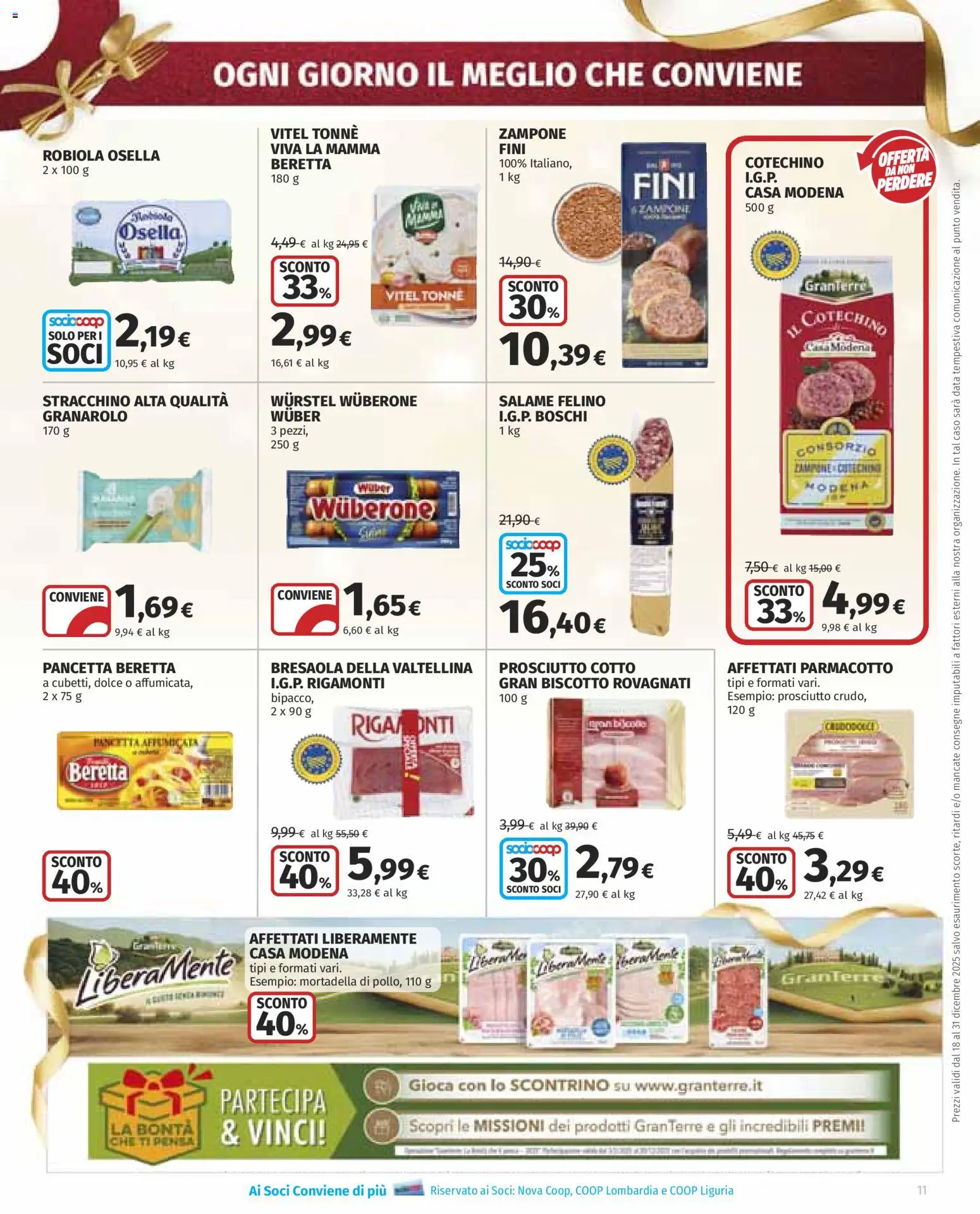 Volantino COOP del 18.12.2025 | Pagina: 11 | Prodotti: Salame, Bresaola, Prosciutto, Stracchino