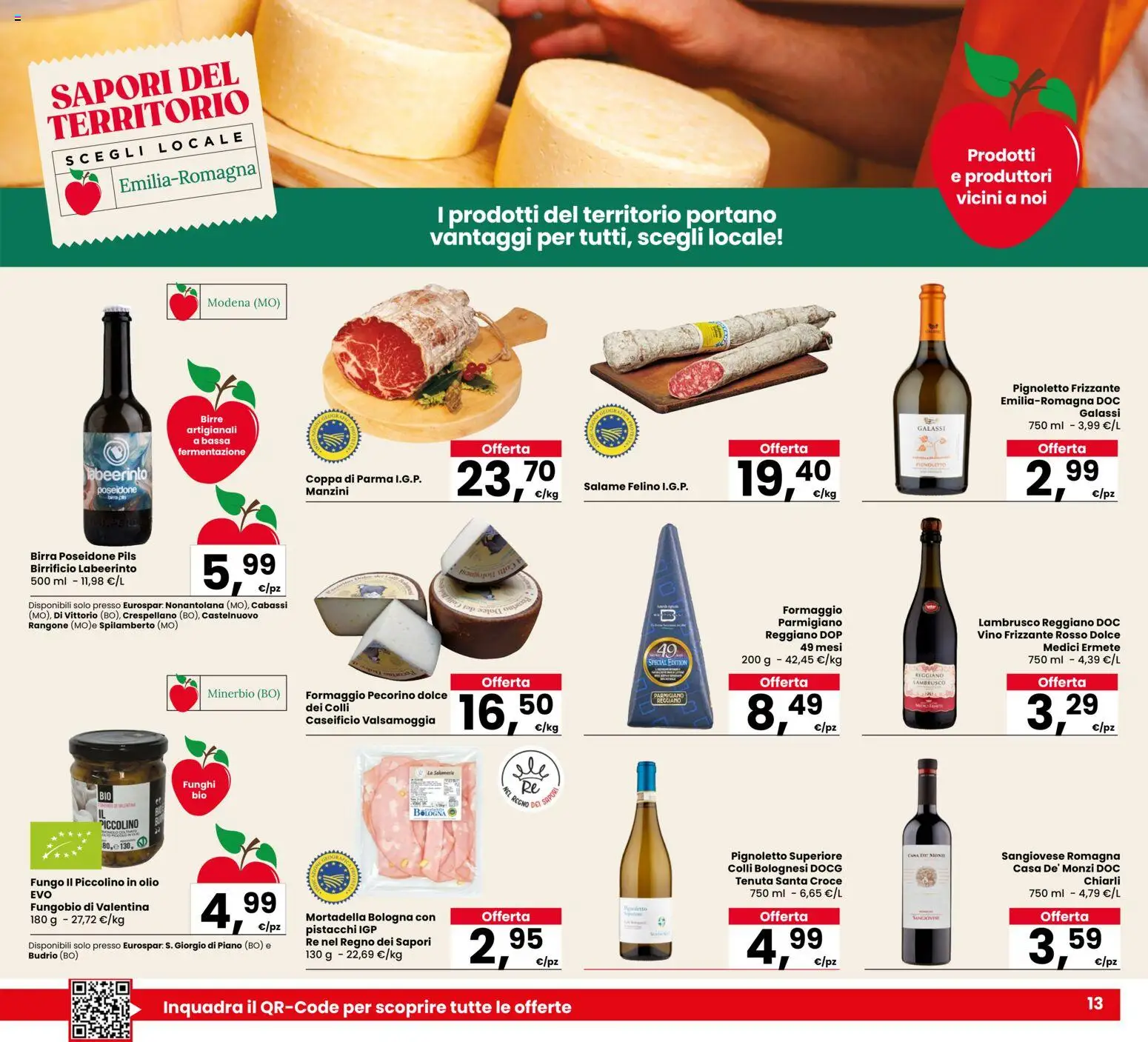 Volantino Eurospar del 19.02.2026 | Pagina: 13 | Prodotti: Formaggio, Vino, Pistacchi, Pecorino