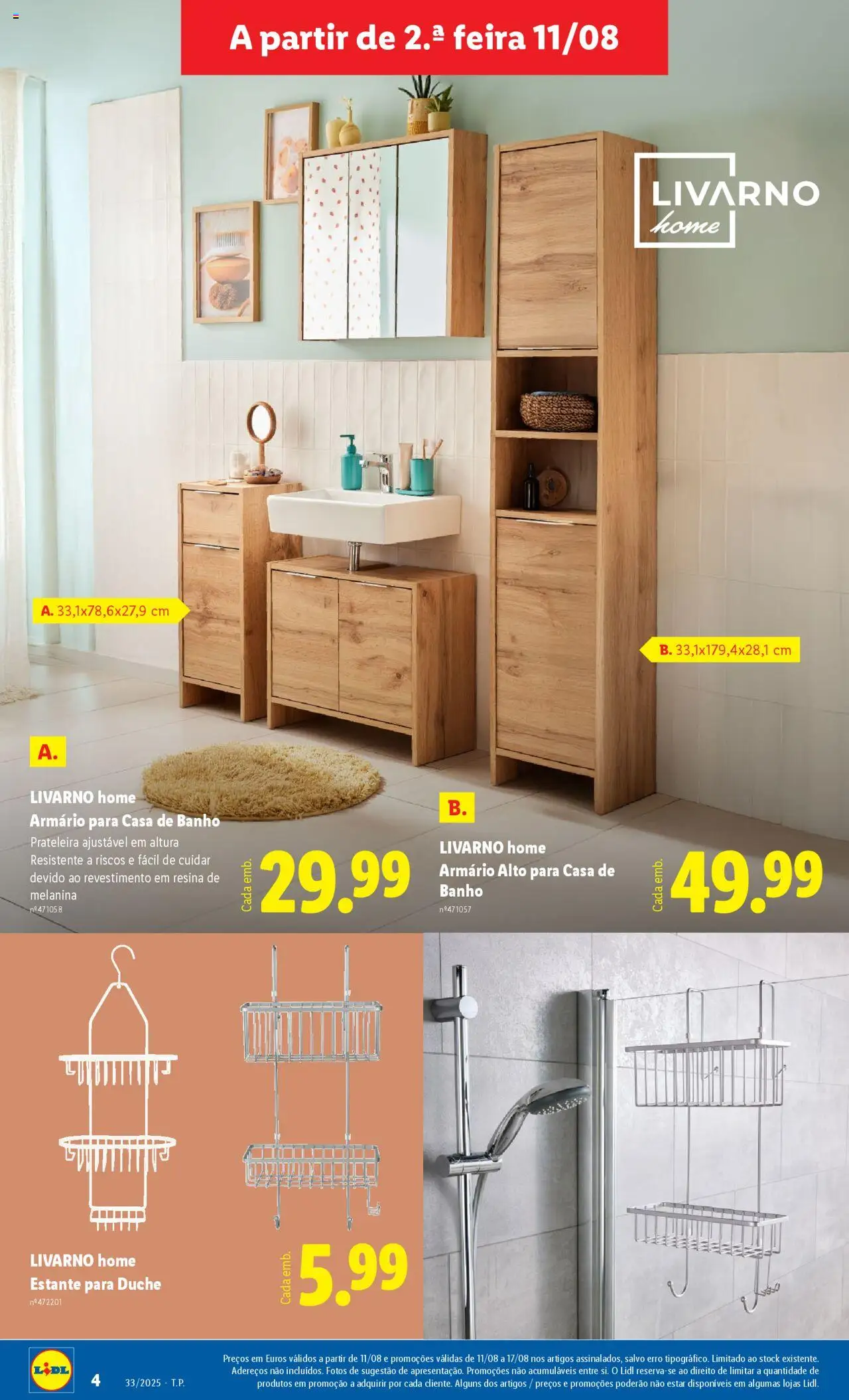 Lidl Novidades │ válido de 11.08.2025 | Página: 4 | Produtos: Armário, Prateleira, Casa de banho, Banho