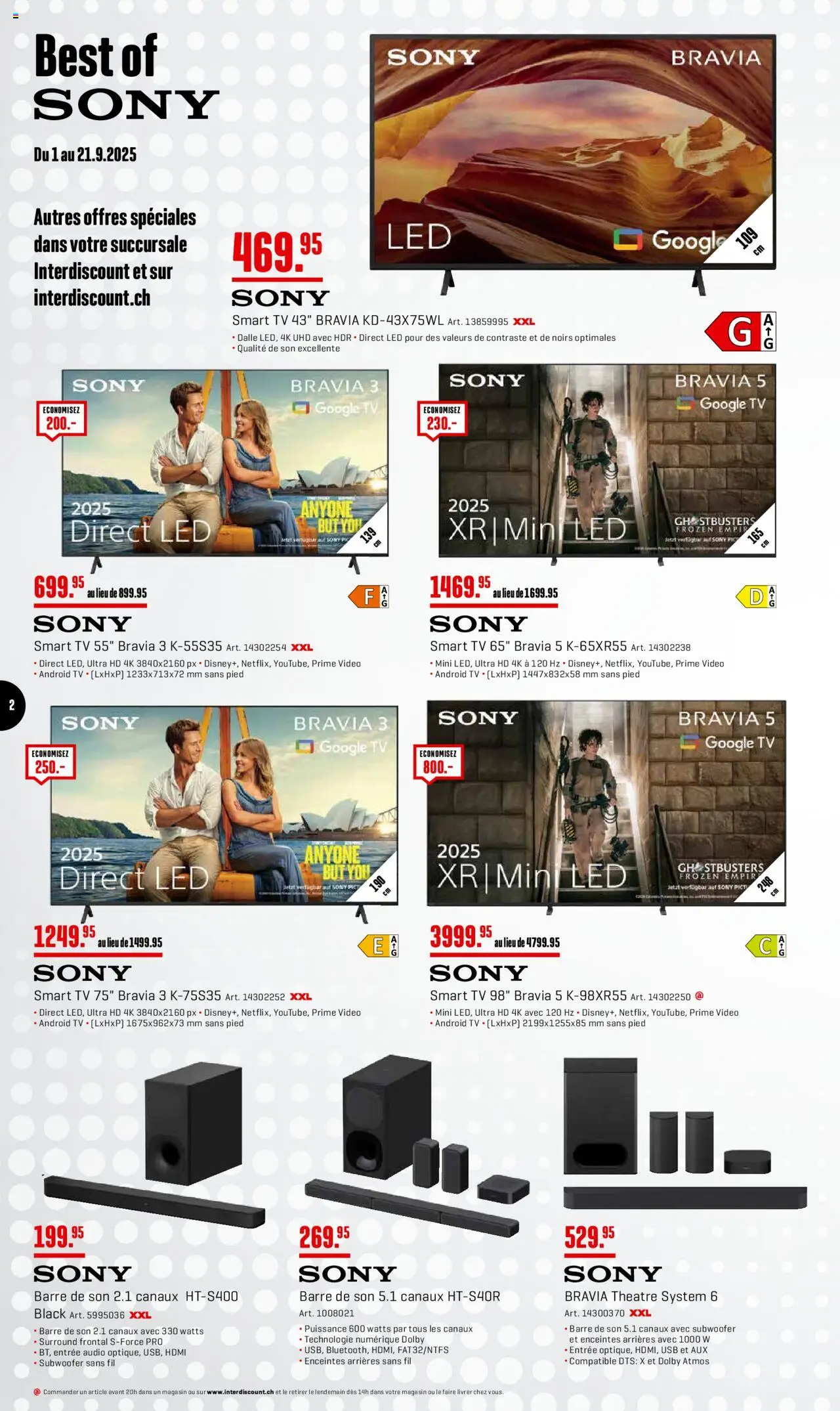Interdiscount Aktionen Brand Love FR – gültig ab 08.09.2025 | Seite: 2 | Produkte: Audio, TV, Usb, Sony