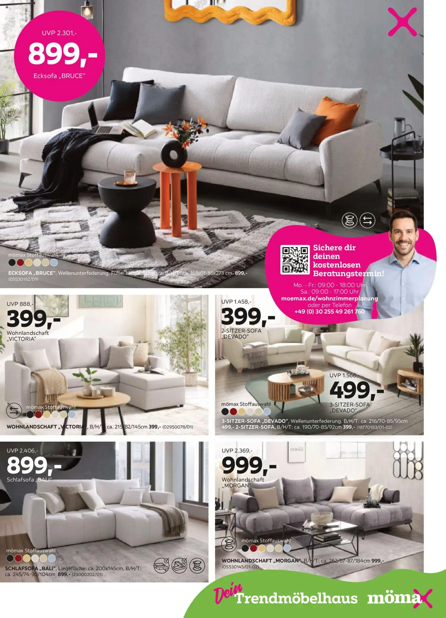 Mömax Prospekt 	 – gültig ab 08.12.2025 | Seite: 7 | Produkte: Schlafsofa, Ecksofa, Telefon, Uhr