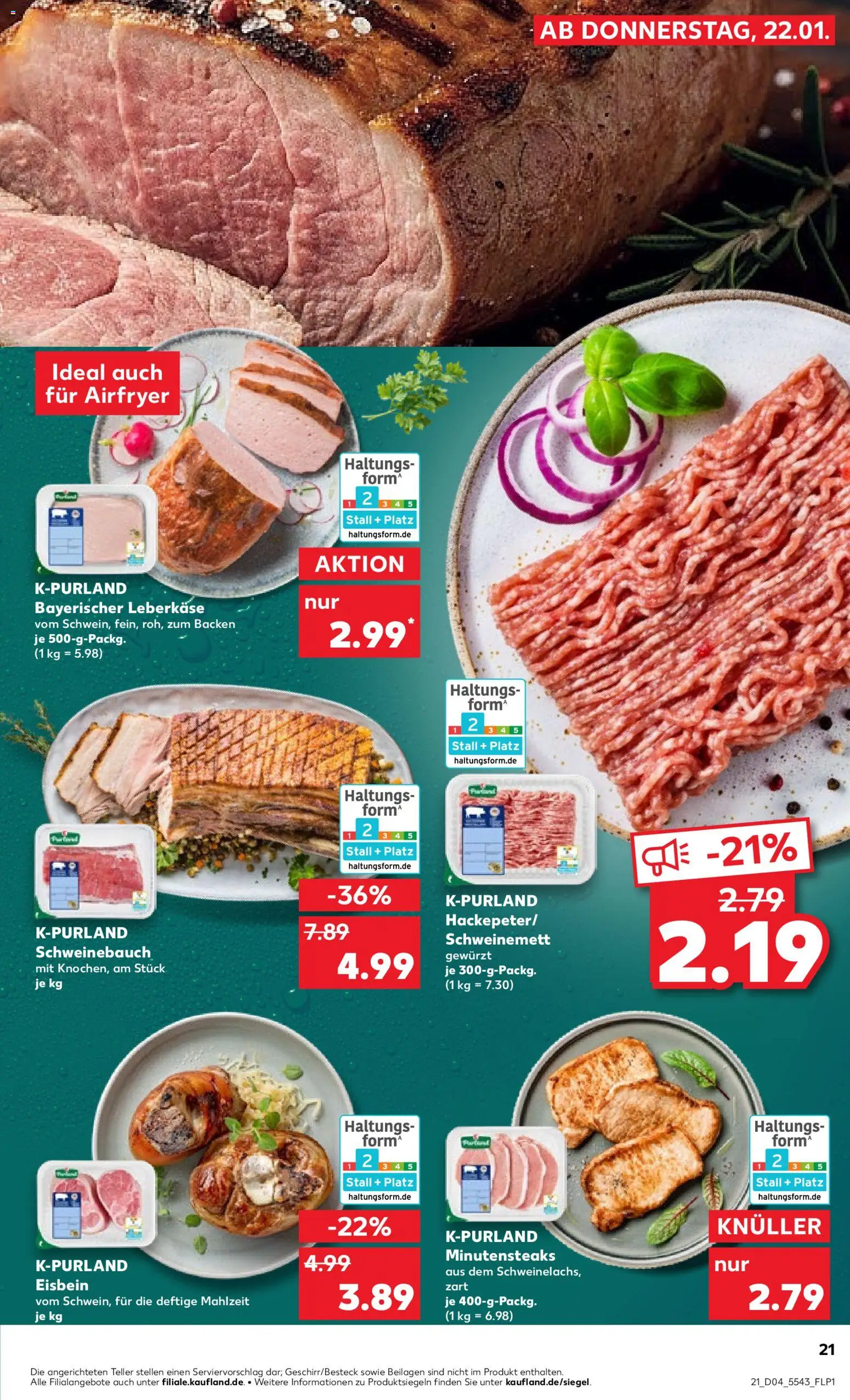 Kaufland prospekt Köln	 – gültig ab 22.01.2026 | Seite: 21 | Produkte: Schweinebauch, Leberkase