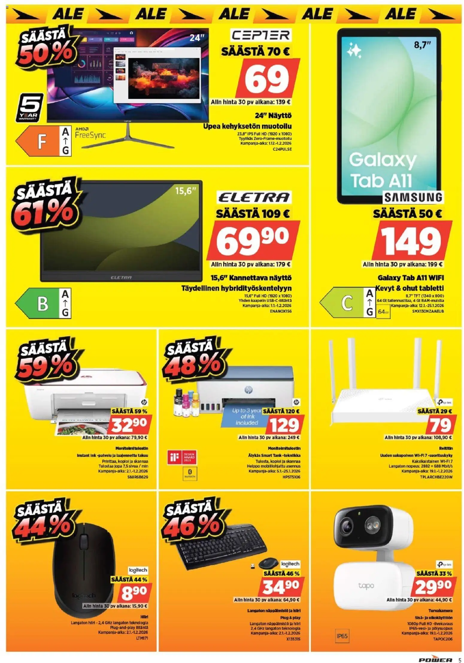 Power tarjoukset – voimassa 19.01.2026 alkaen | Sivu: 7 | Tuotteet: Tabletti, Näyttö, Hiiri