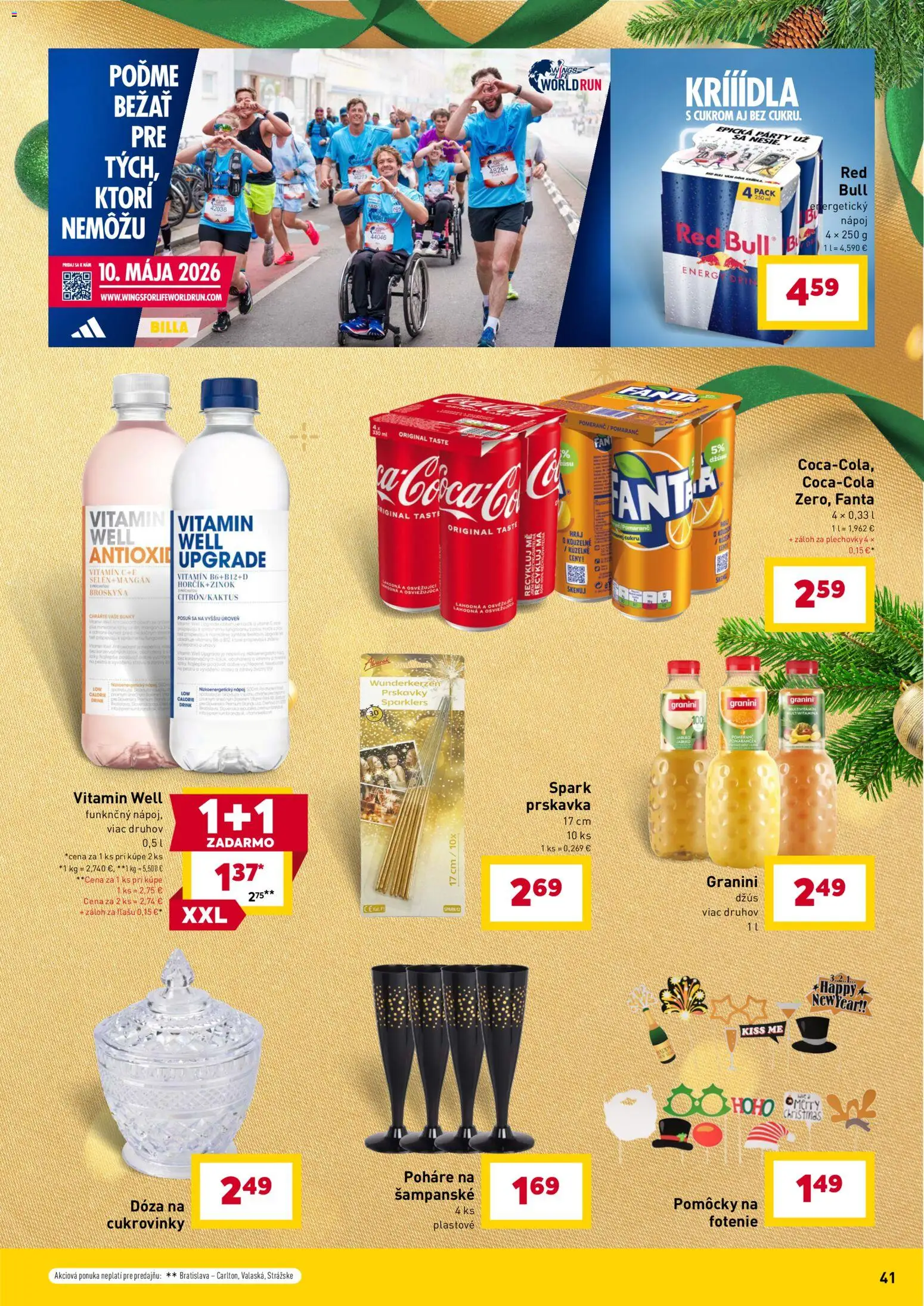 Nové Billa akcie – leták je platný od 10.12.2025 | Strana: 41 | Produkty: Džús, Fanta, Šampanské