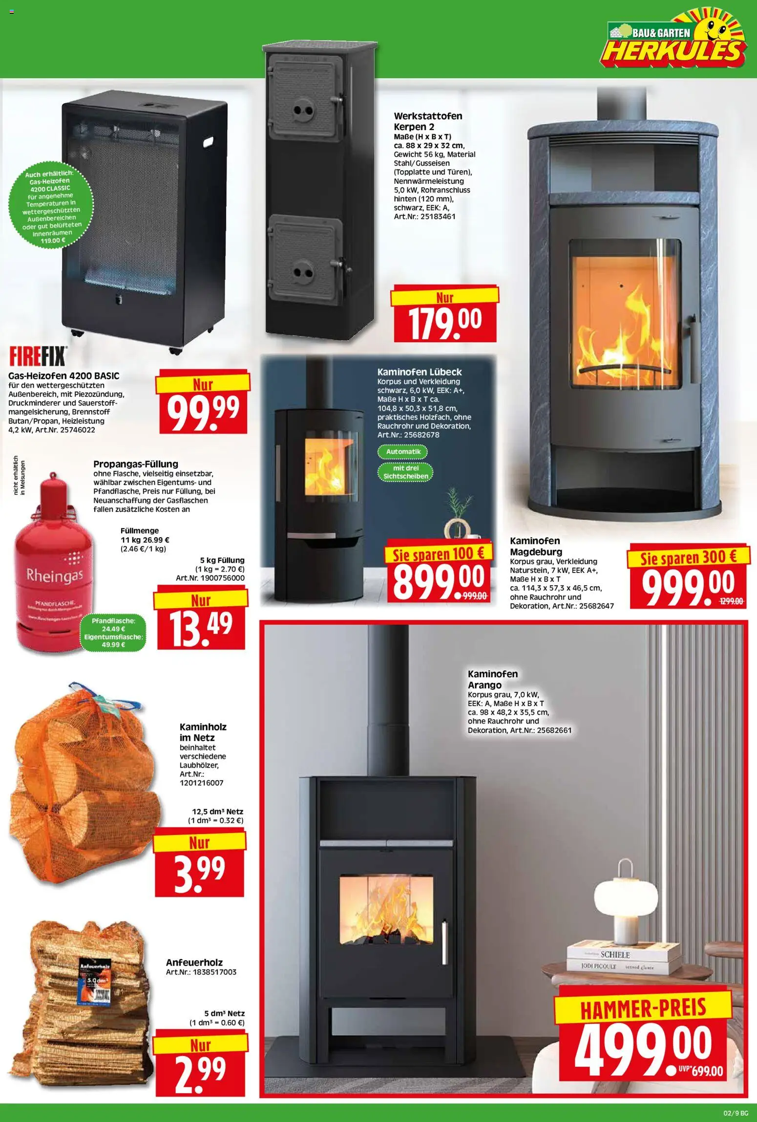 HERKULES Bau & Garten – gültig ab 05.01.2026 | Seite: 9 | Produkte: Gewicht, Kaminofen