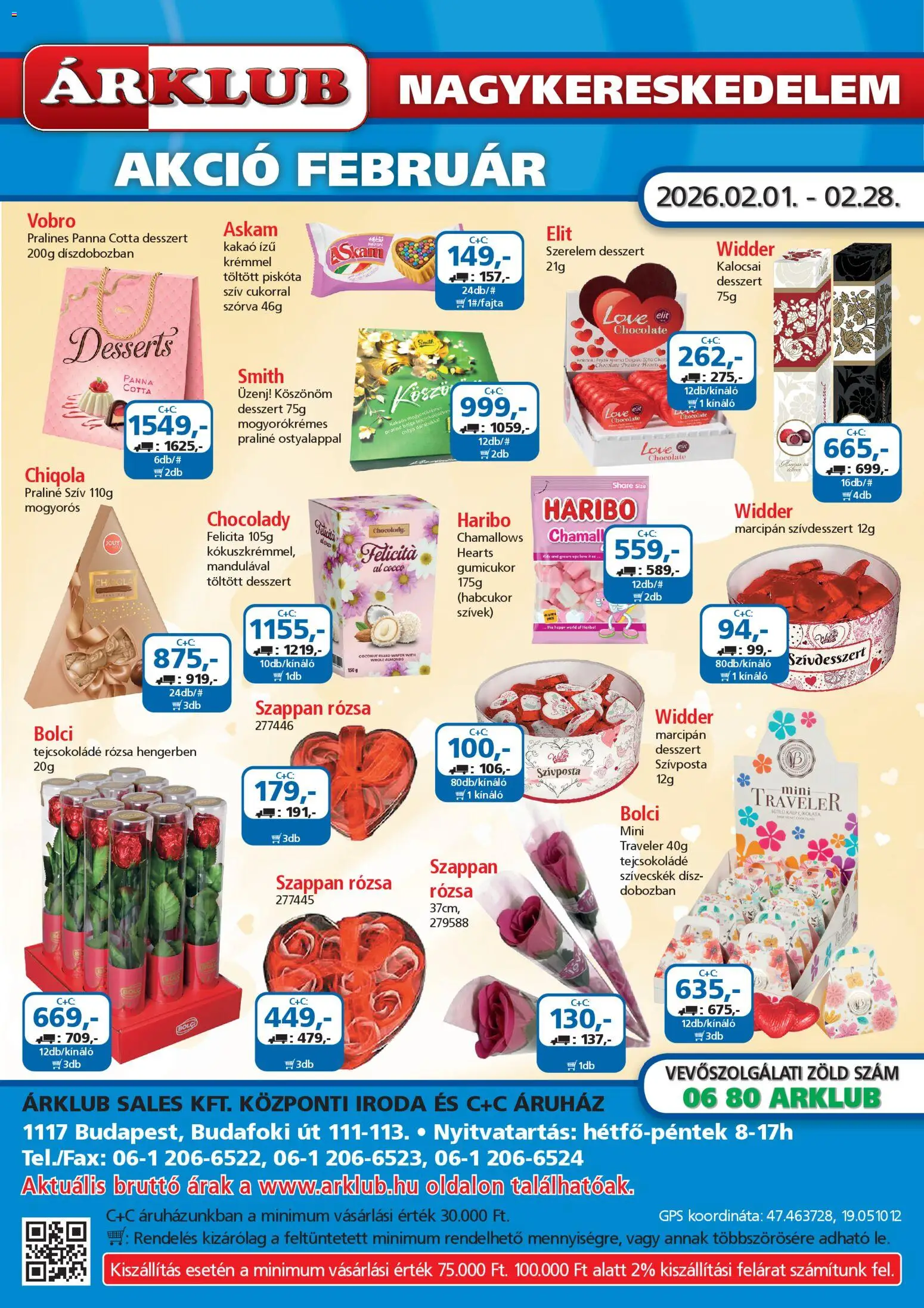 ÁRKLUB akciós ujság - amely érvényes a következő dátumtól: 01.02.2026 | Oldal: 1 | Termékek: Piskóta, Marcipan, Praliné, Panna cotta