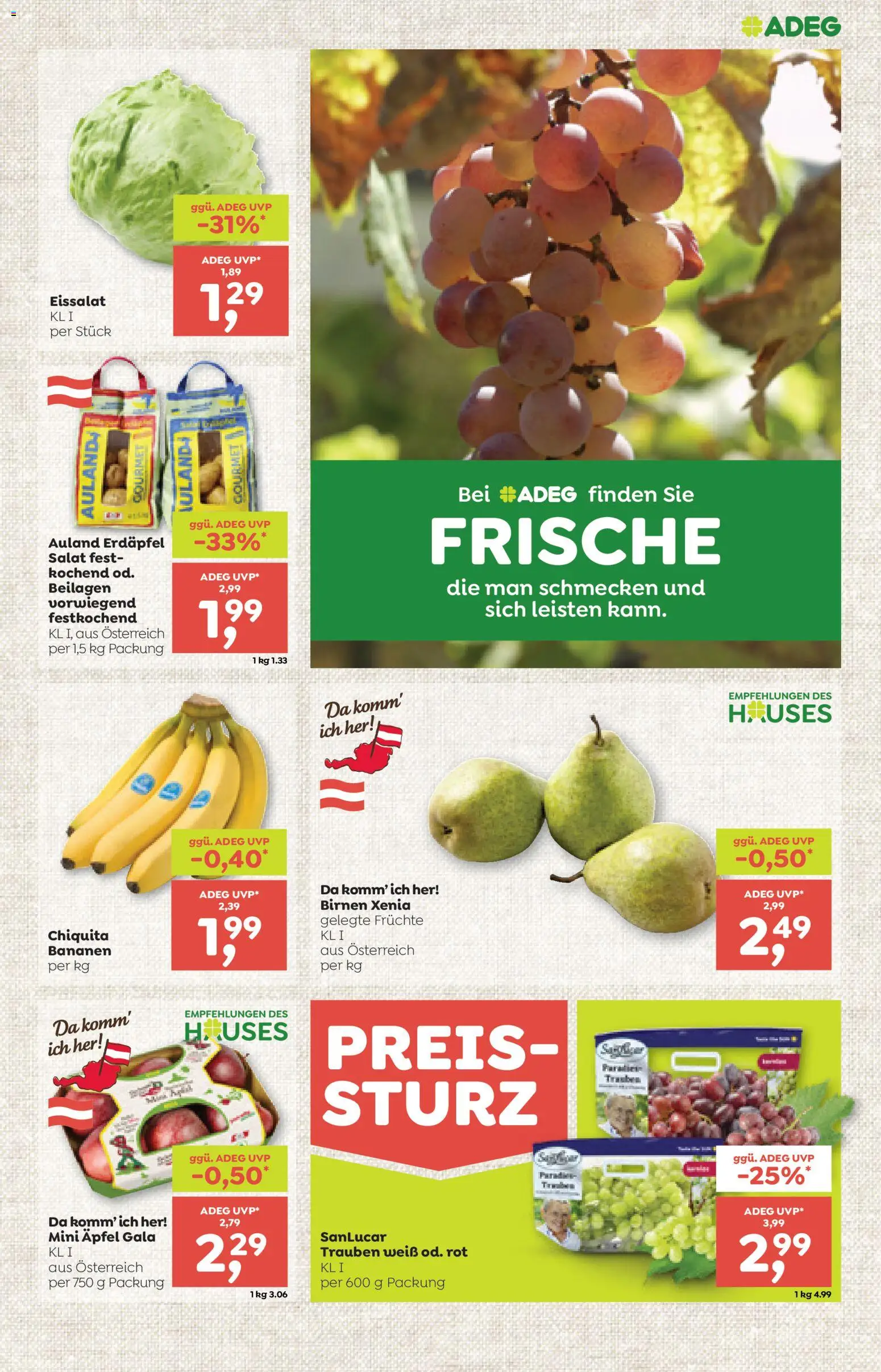 ADEG Traboch gültig ab 05.02.2026 | Seite: 3 | Produkte: Salat, Äpfel, Bananen