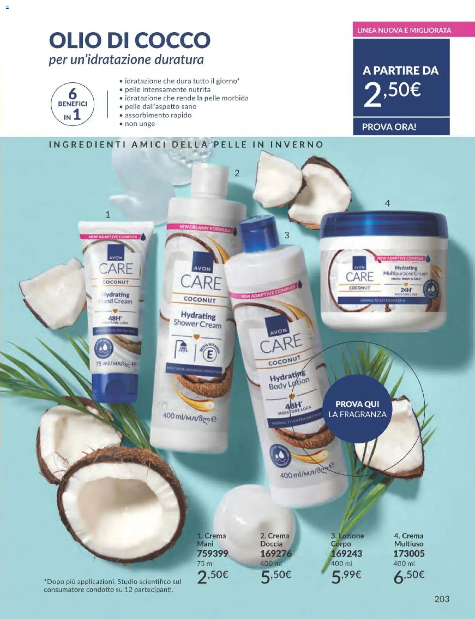 Volantino Avon del 31.12.2025 | Pagina: 203 | Prodotti: Olio, Cocco, Doccia, Fragranza