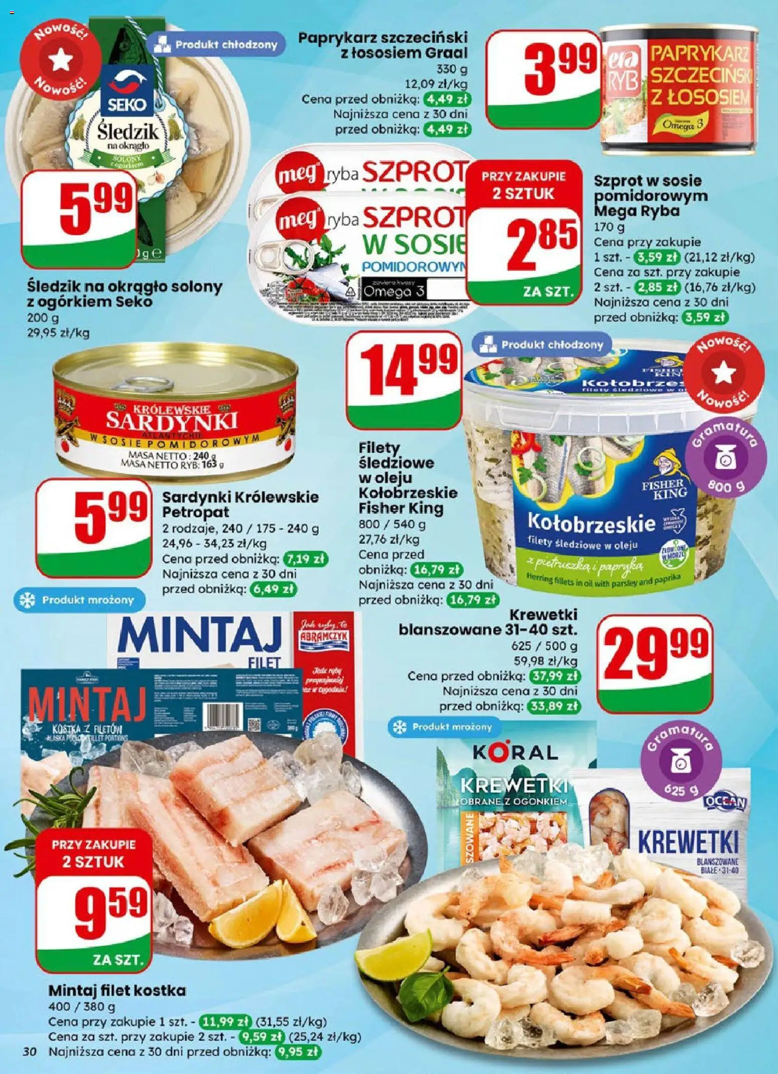 Dino Gazetka od 21.01.2026 | Strona: 30 | Produkty: Paprykarz, Krewetki, Mintaj, Ryba