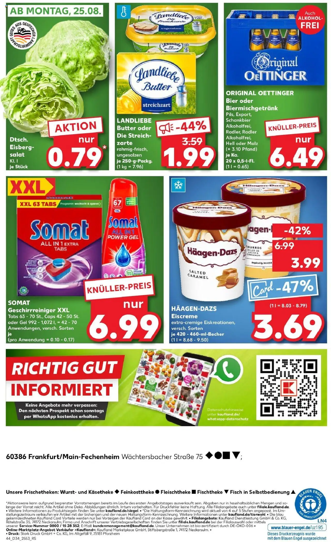 Kaufland prospekt Frankfurt Am Main	 - gültig ab dem 21.08.2025 | Seite: 44 | Produkte: Eiscreme, Radler, Wurst, Salat