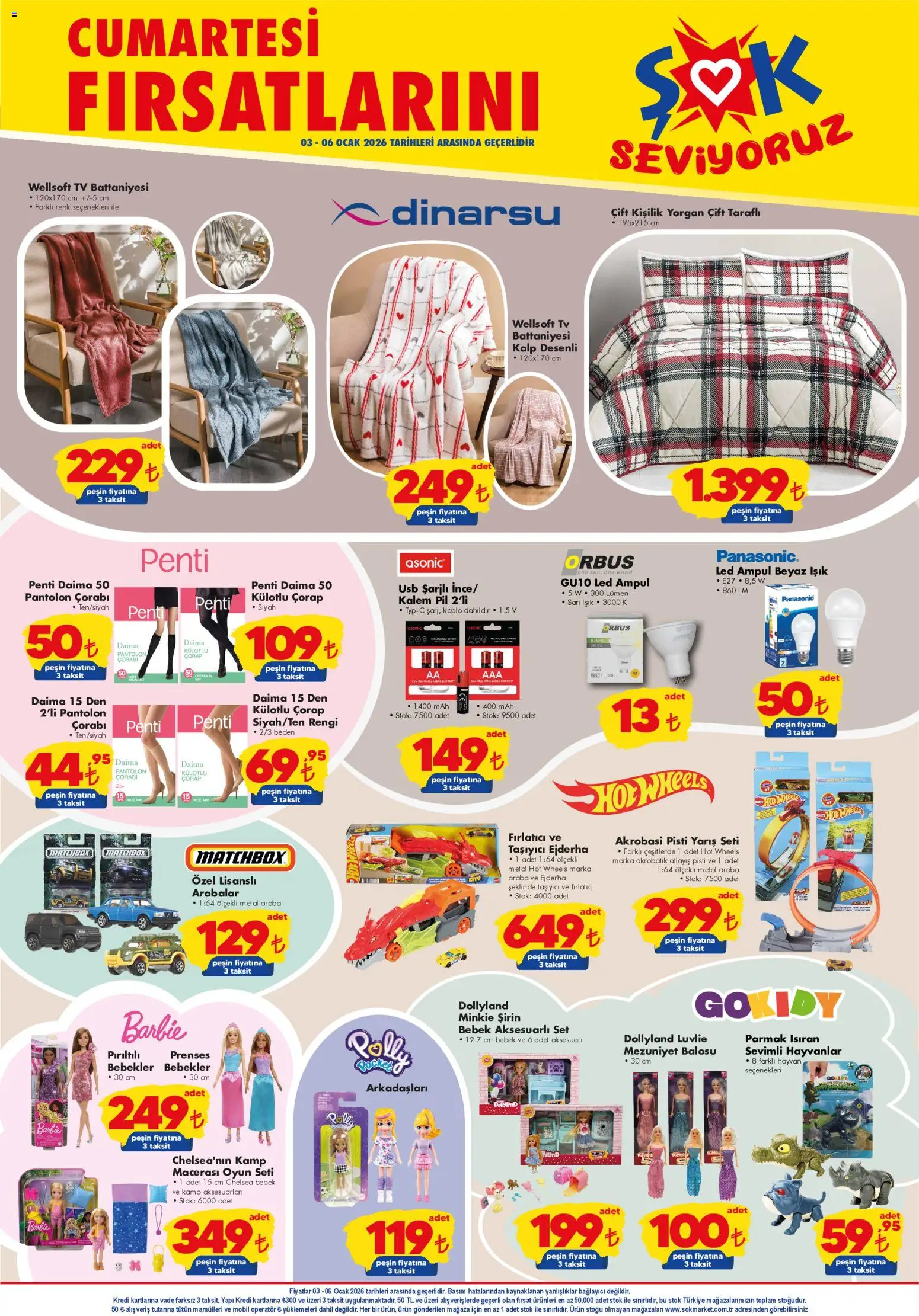 Şok Market Hafta sonu fırsatları - 03.01.2026 tarihinden itibaren geçerlidir | Sayfa: 1 | Ürünler: Pil, Pantolon, Yorgan, Ocak