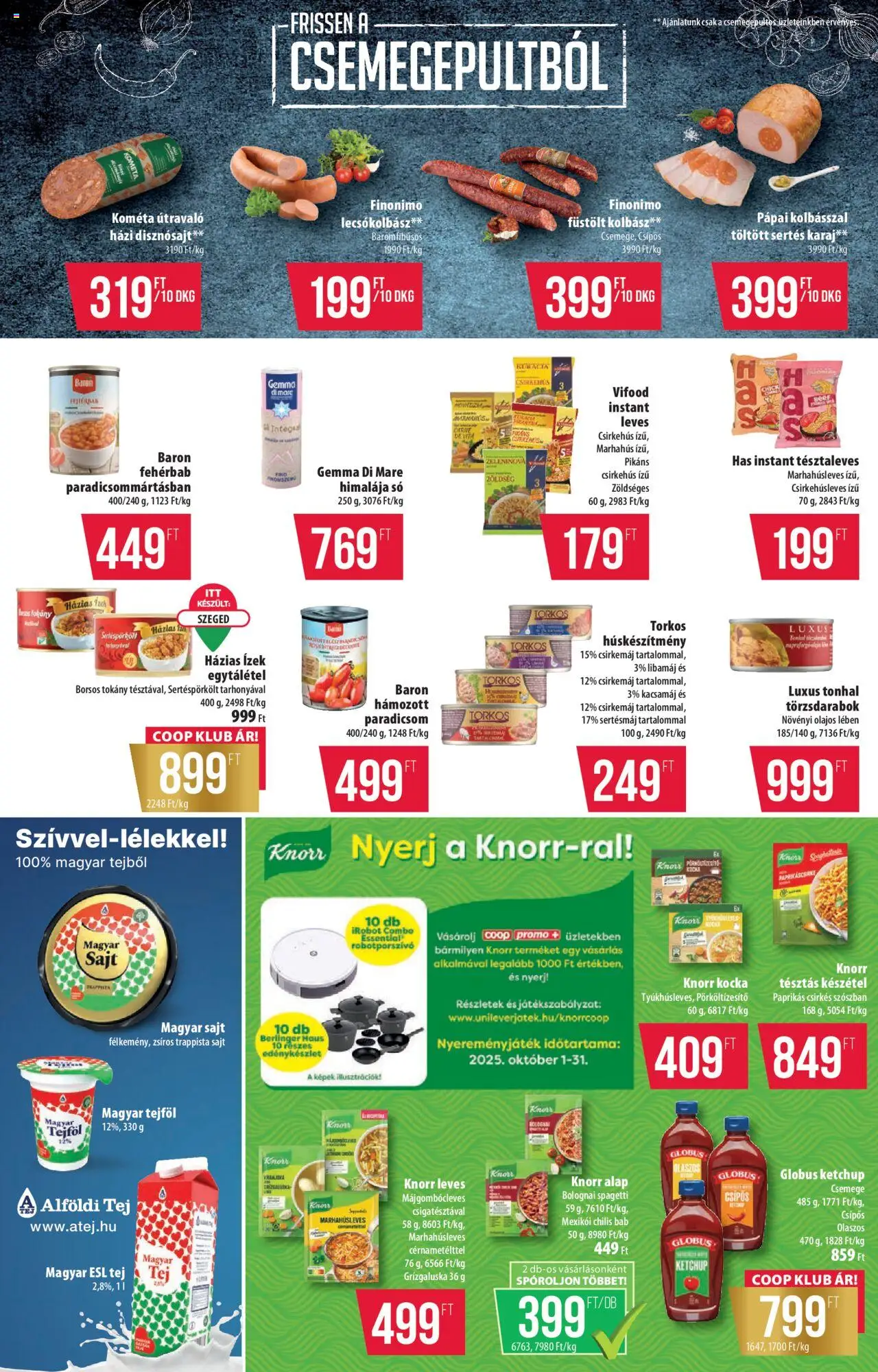 COOP akciós ujság - amely érvényes a következő dátumtól: 09.10.2025 | Oldal: 5 | Termékek: Libamáj, Tejföl, Ketchup, Lecsókolbász