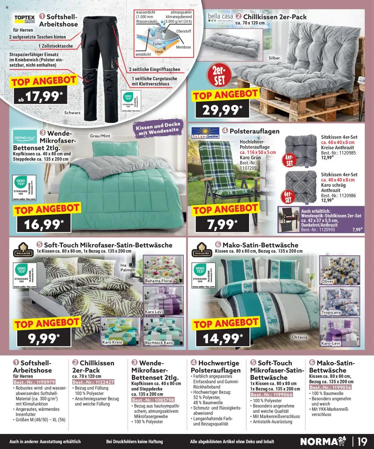 Norma - Bestellmagazin August 2025 - gültig ab dem 01.08.2025 | Seite: 19 | Produkte: Top, Decke, Kopfkissen, Bettenset