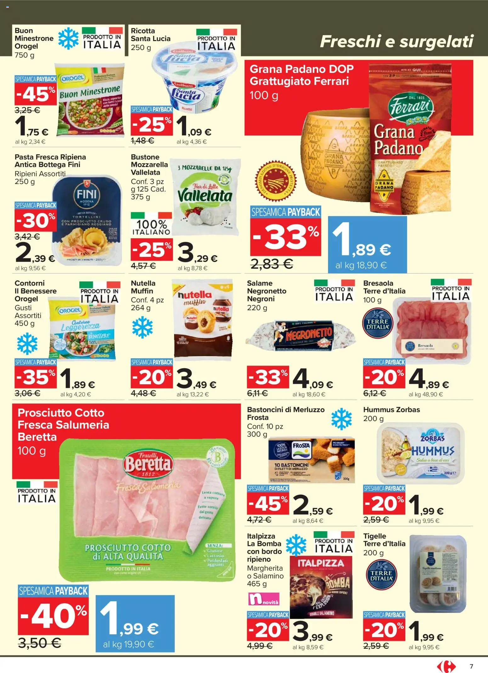 Volantino Carrefour del 02.03.2026 | Pagina: 7 | Prodotti: Prosciutto Crudo, Hummus, Ricotta, Parmigiano
