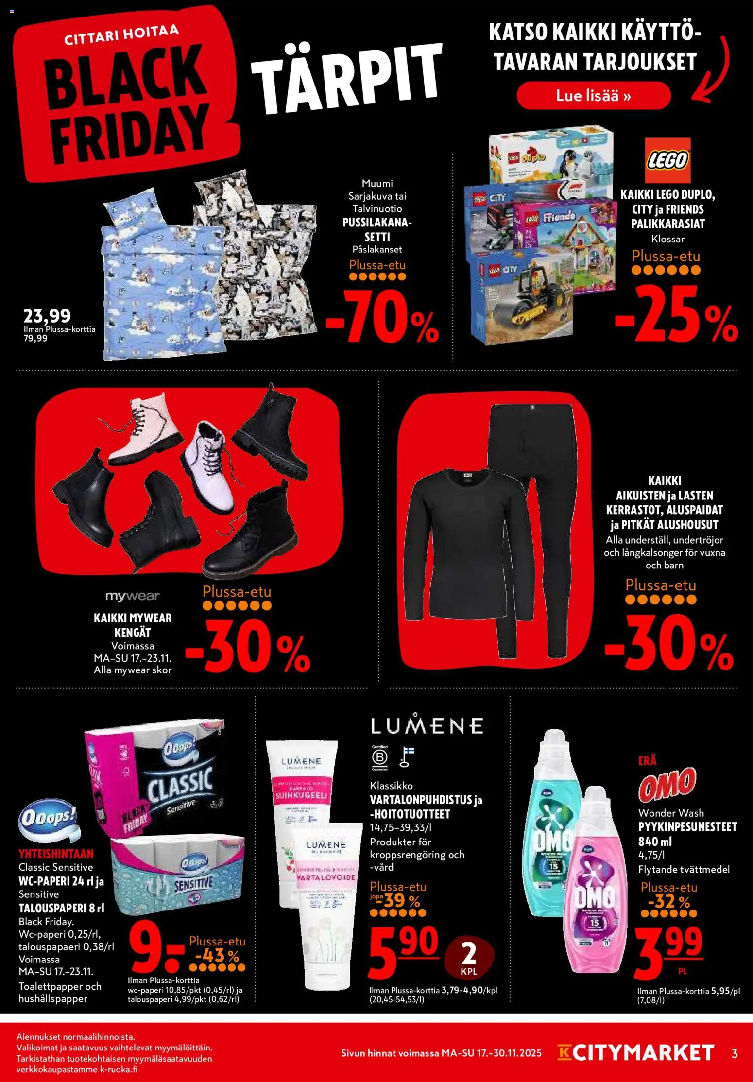 K-Citymarket - Black Friday – voimassa 17.11.2025 alkaen | Sivu: 3 | Tuotteet: Suihkugeeli, Alushousut