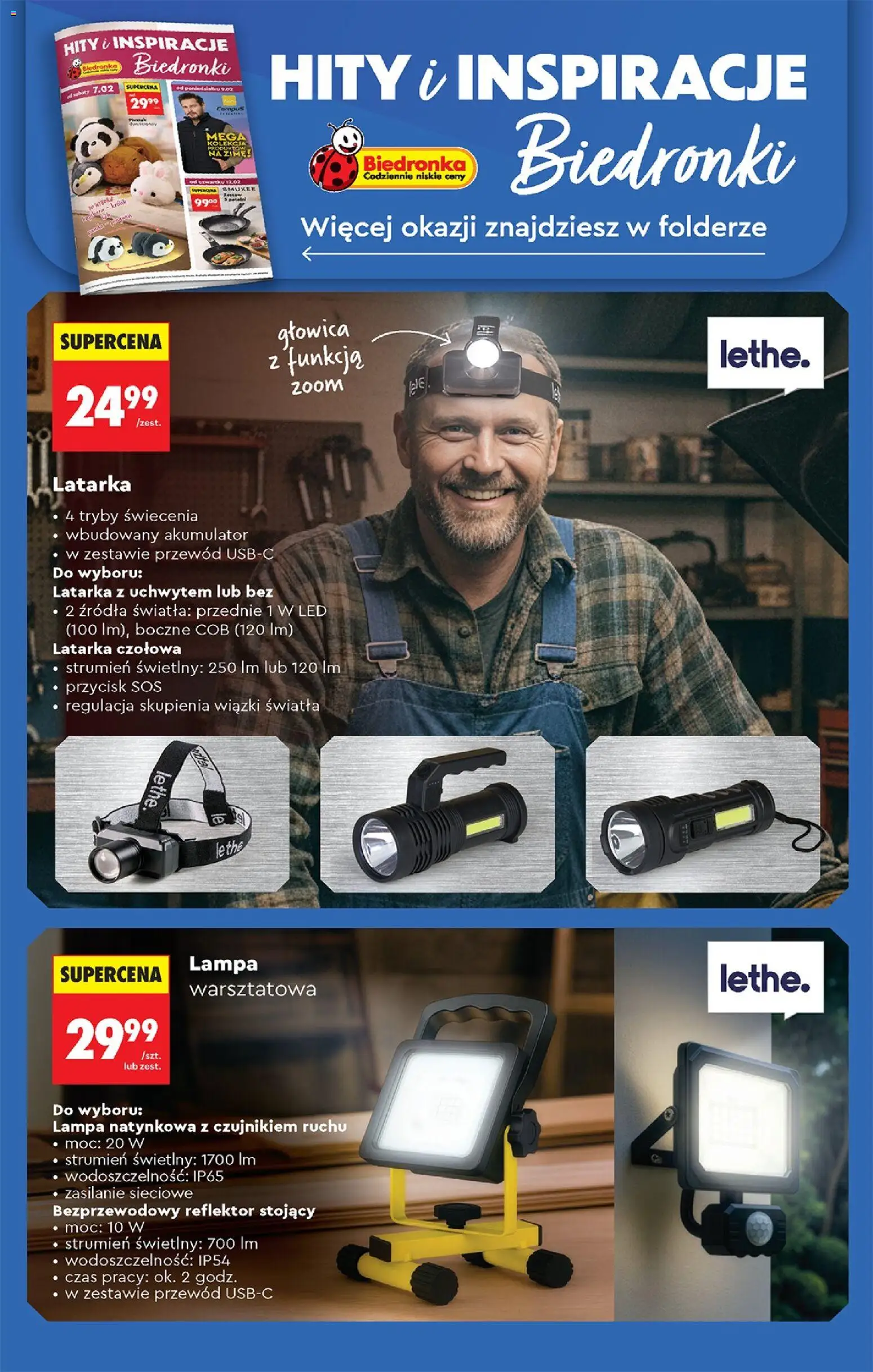 Biedronka gazetka - Oferta w tym tygodniu od 12.02.2026 | Strona: 74 | Produkty: Lampa warsztatowa, Lampa, Sos, Latarka czołowa
