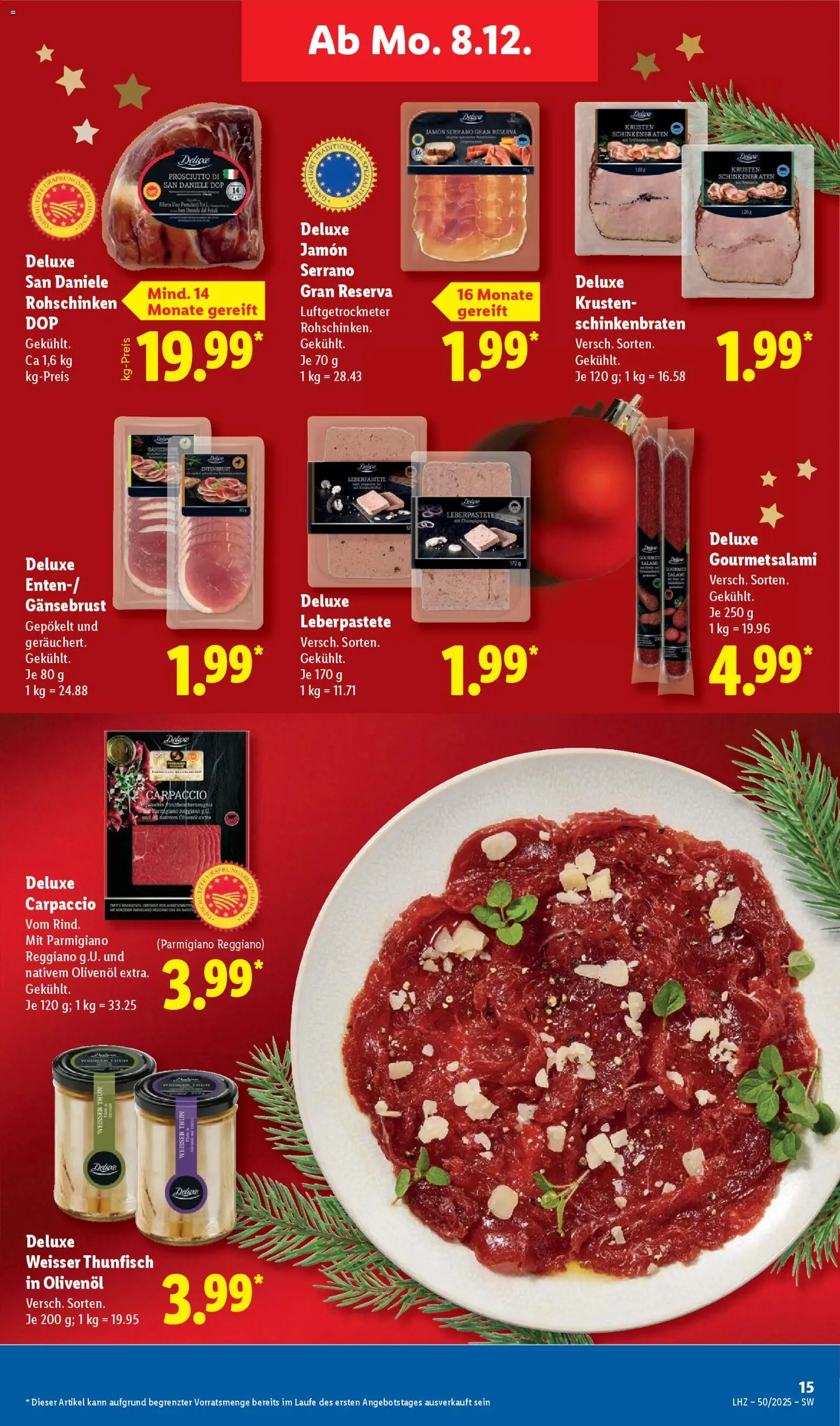 Lidl Prospekt Gundelsheim – gültig ab 08.12.2025 | Seite: 25 | Produkte: Thunfisch, Olivenol, Salami