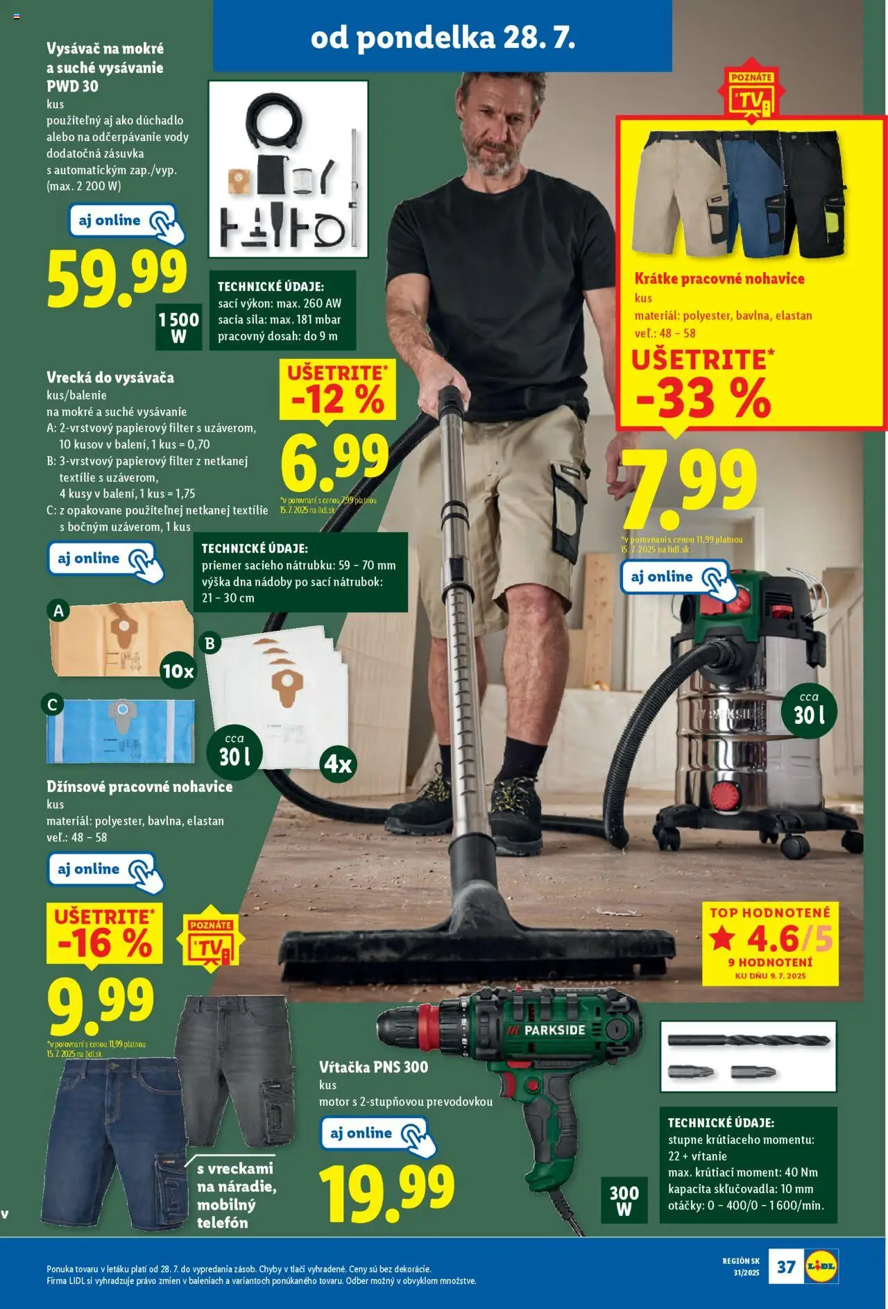 Lidl leták │ platný od 28.07.2025 | Strana: 43 | Produkty: Vŕtačka, Telefón, Parkside, Vysávač
