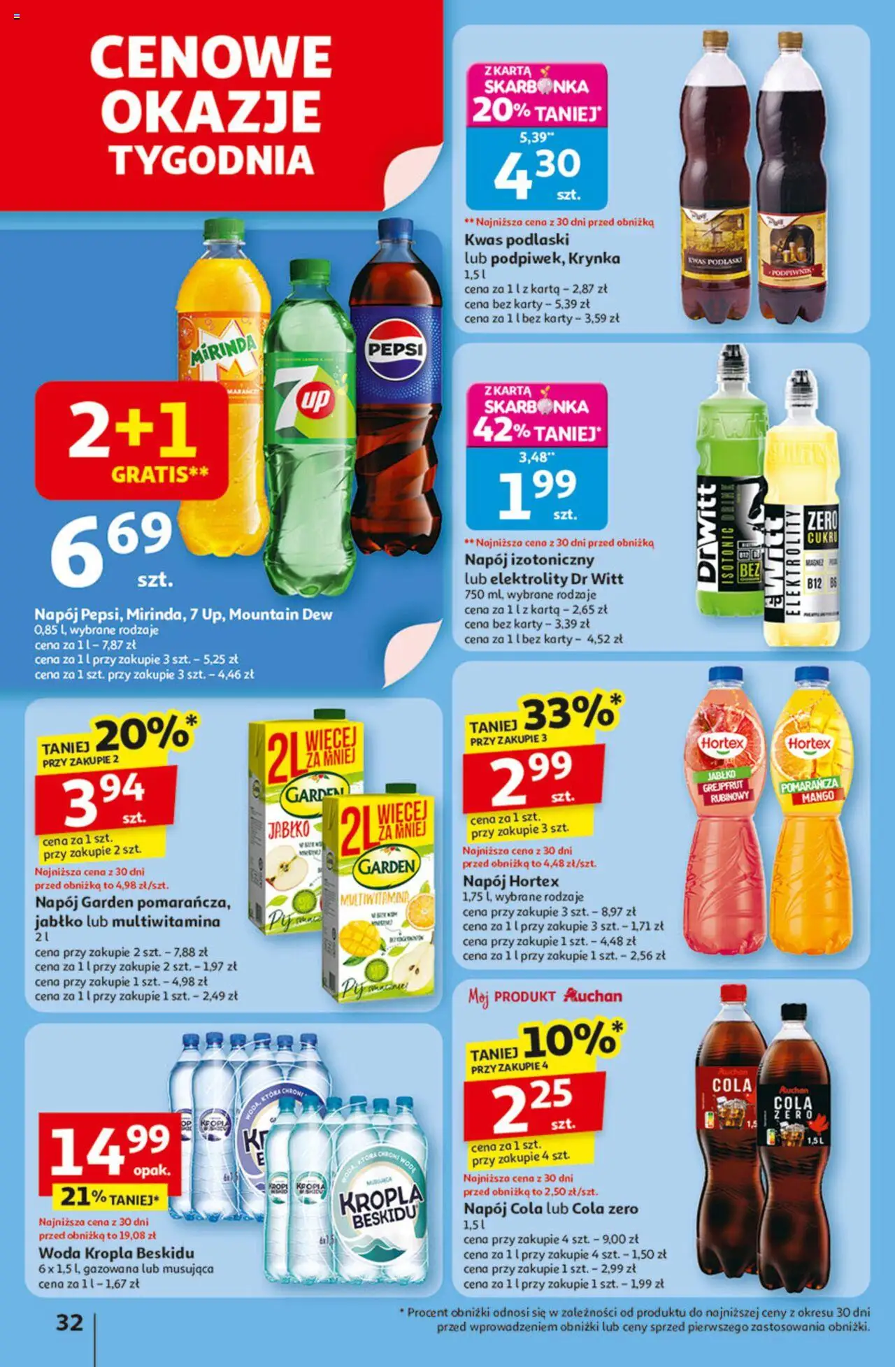 Auchan Gazetka - Odlotowe ceny na start szkoły Hipermarket od 14.08.2025 | Strona: 32 | Produkty: Mango, Karta, Pepsi, Woda
