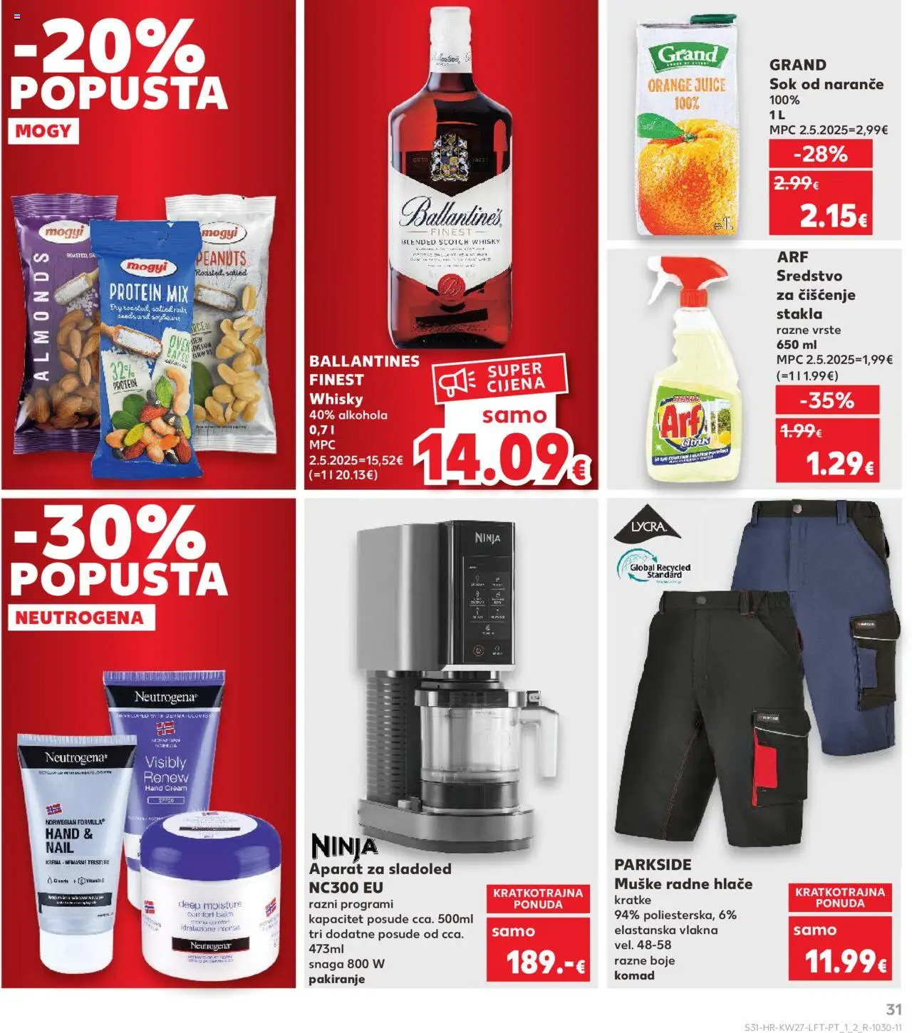 Kaufland katalog | vrijedi od 02.07.2025 | Stranica: 31 | Proizvodi: Whisky, Hlače, Arf, Parkside