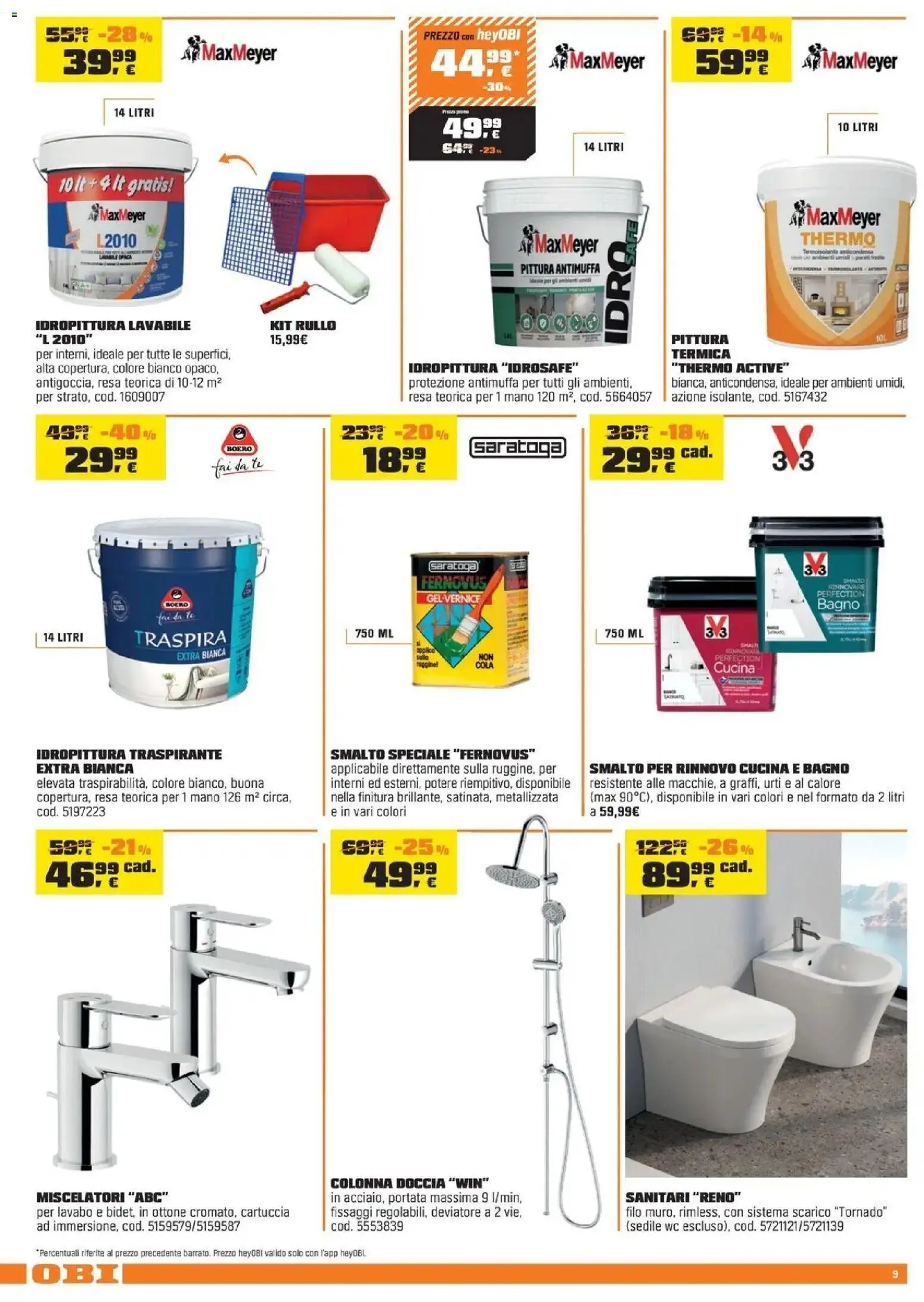 Volantino OBI del 03.04.2026 | Pagina: 9 | Prodotti: Rullo, Tè, Pittura, WC
