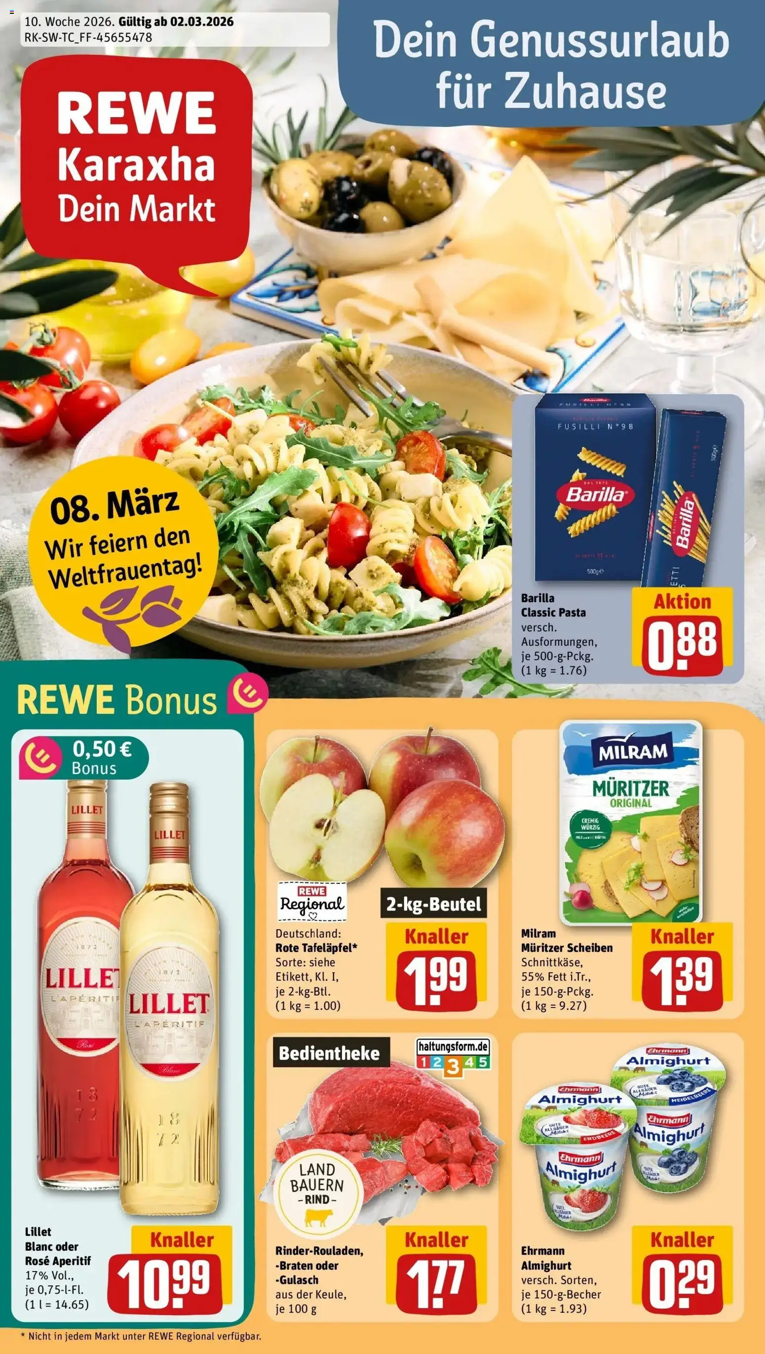Rewe Prospekt Konstanz / Petershausen	 – gültig ab 02.03.2026 | Seite: 1 | Produkte: Ehrmann almighurt, Barilla, Milram, Pasta