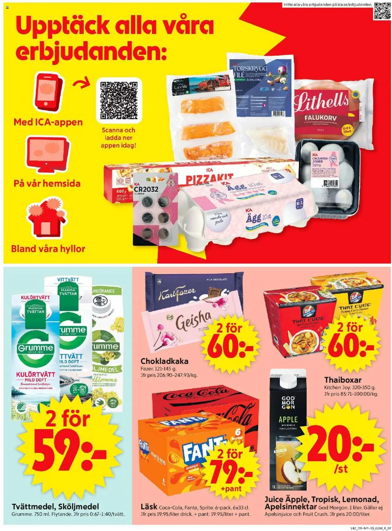 ICA Supermarket reklamblad aktuell från 13.10.2025 | Sida: 9 | Produkter: Doft, Falukorv, Ägg, Juice
