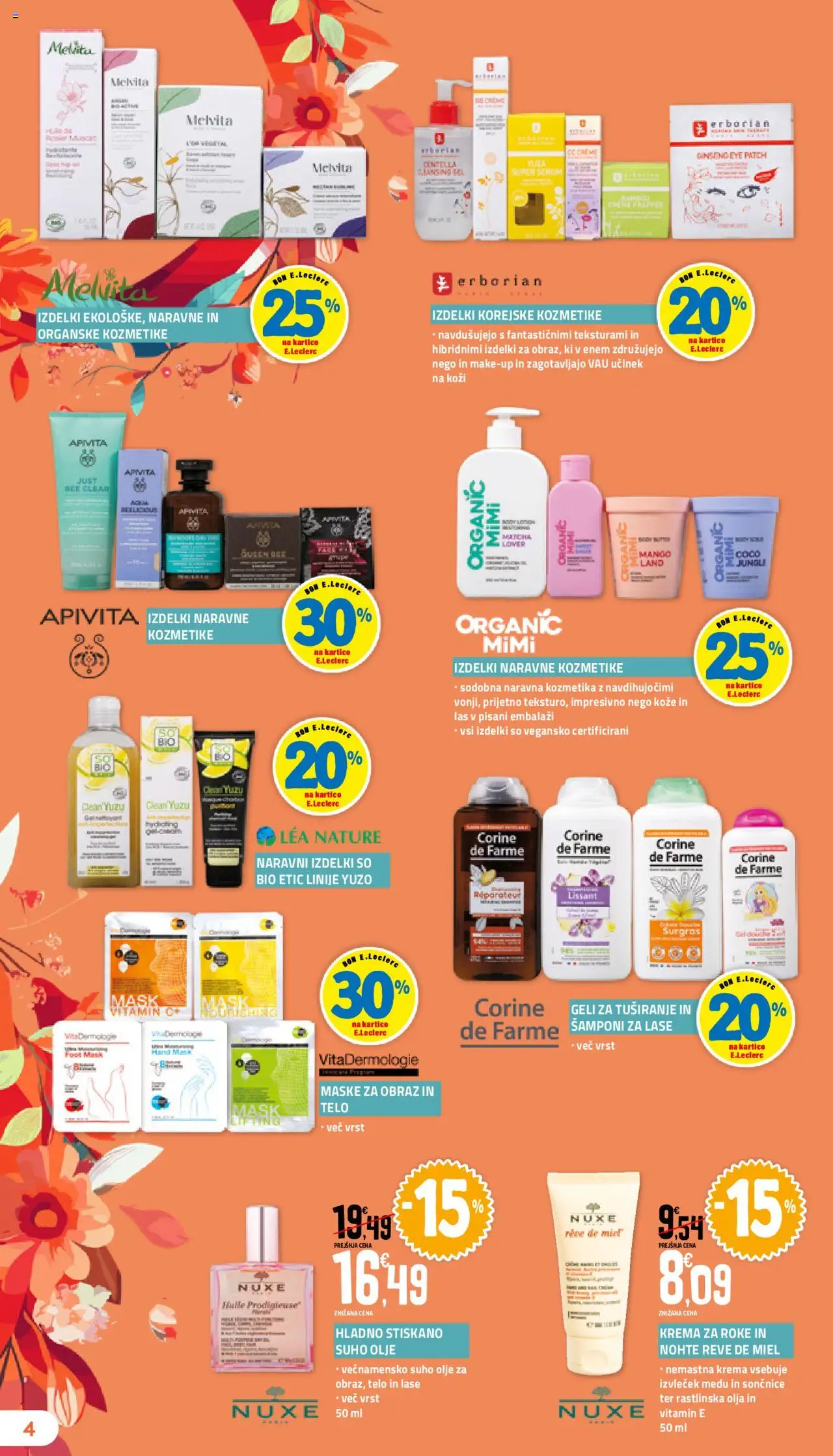 E.leclerc katalog leposana │ velja od 29.08.2025 | Stran: 4 | Izdelki: Naravna kozmetika, Krema za roke, Olje, Mango