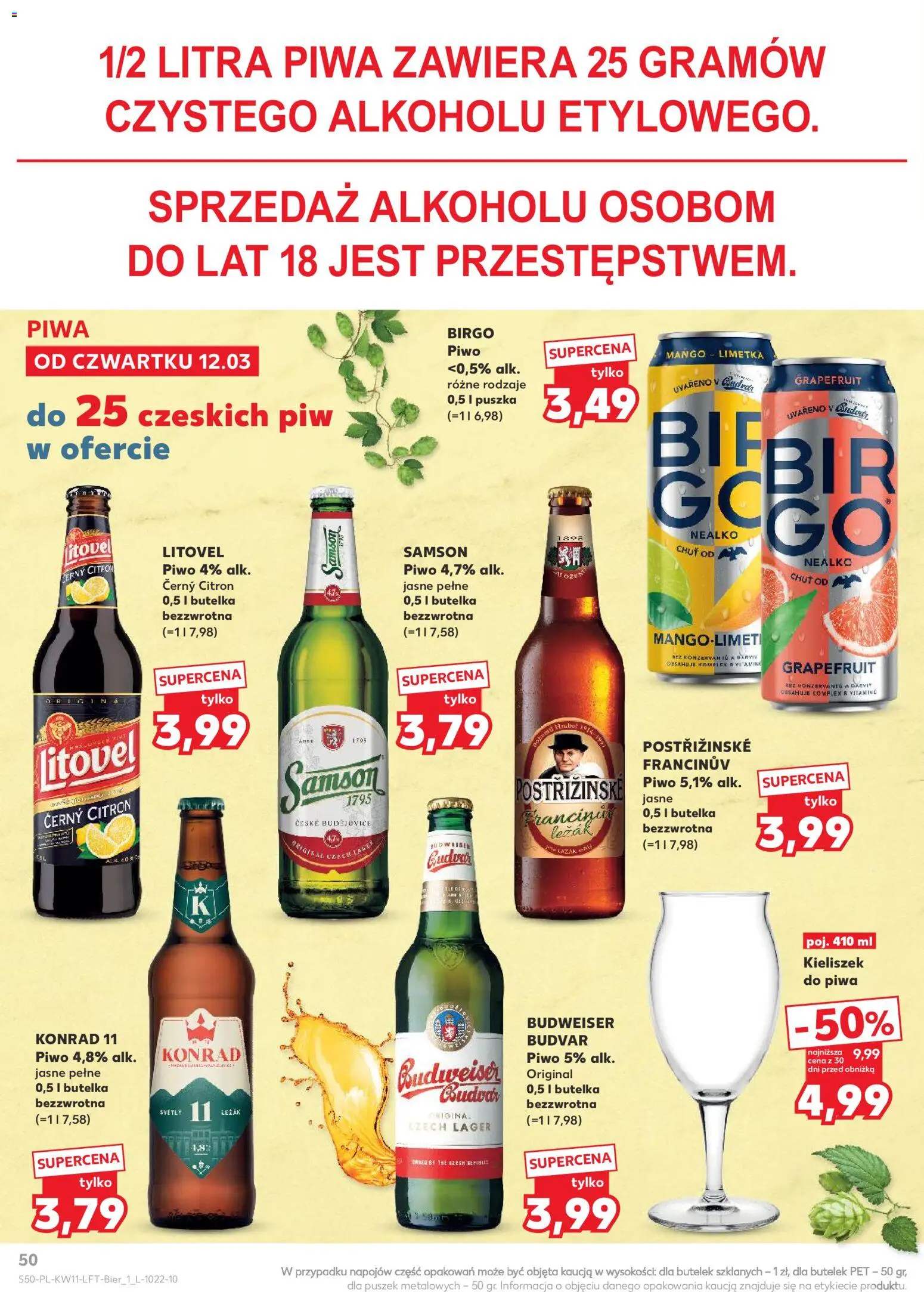 Kaufland gazetka od 12.03.2026 | Strona: 50 | Produkty: Mango, Leżak, Piwo