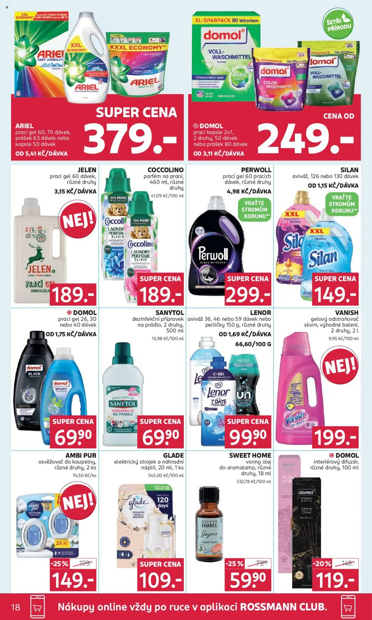 Rossmann leták od 13.08.2025 | Strana: 18 | Produkty: Aviváž, Lenor, Dezinfekce na prádlo, Ariel