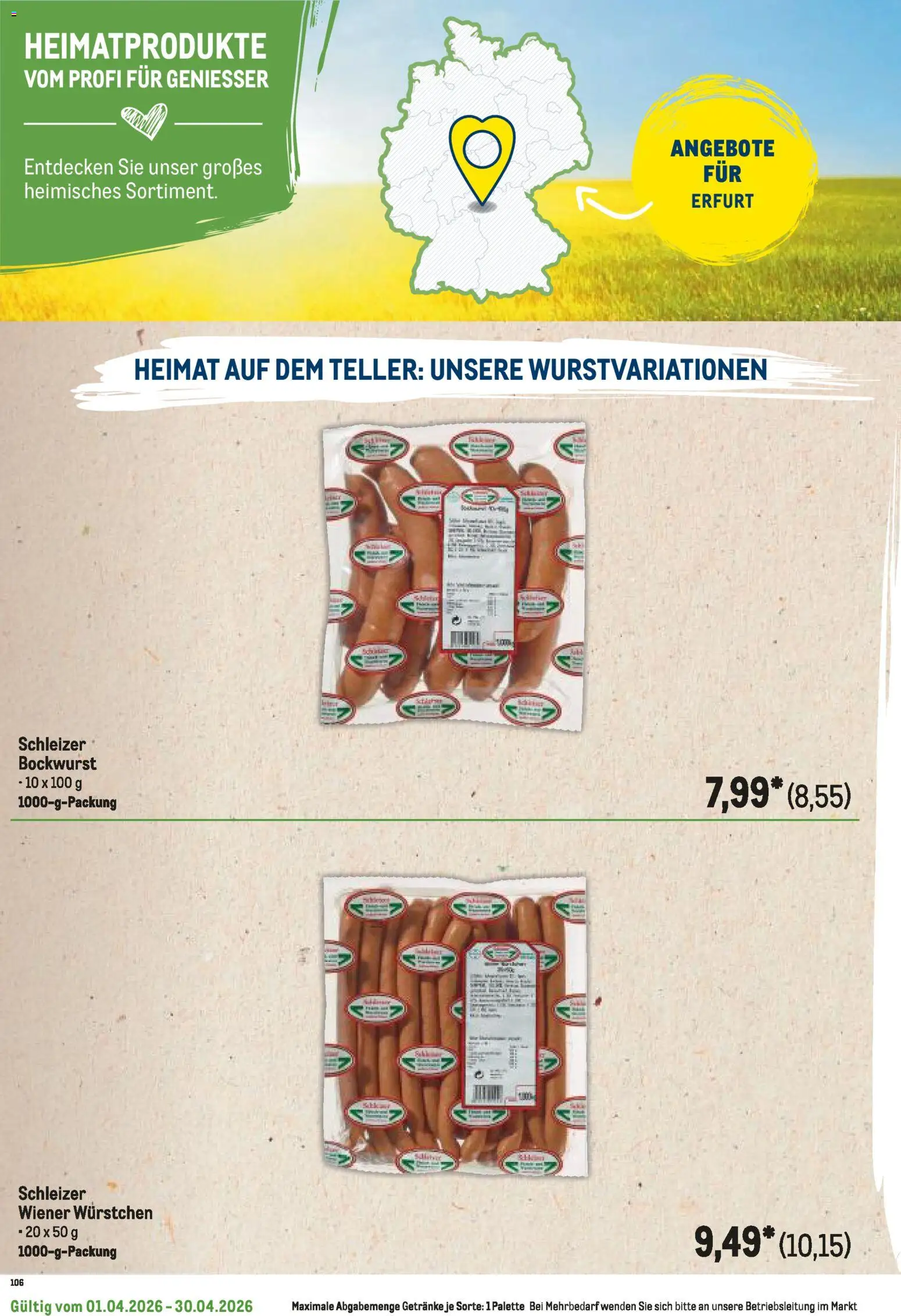 Metro Regionaler Flyer – gültig ab 01.04.2026 | Seite: 116 | Produkte: Bockwurst, Wiener wurstchen