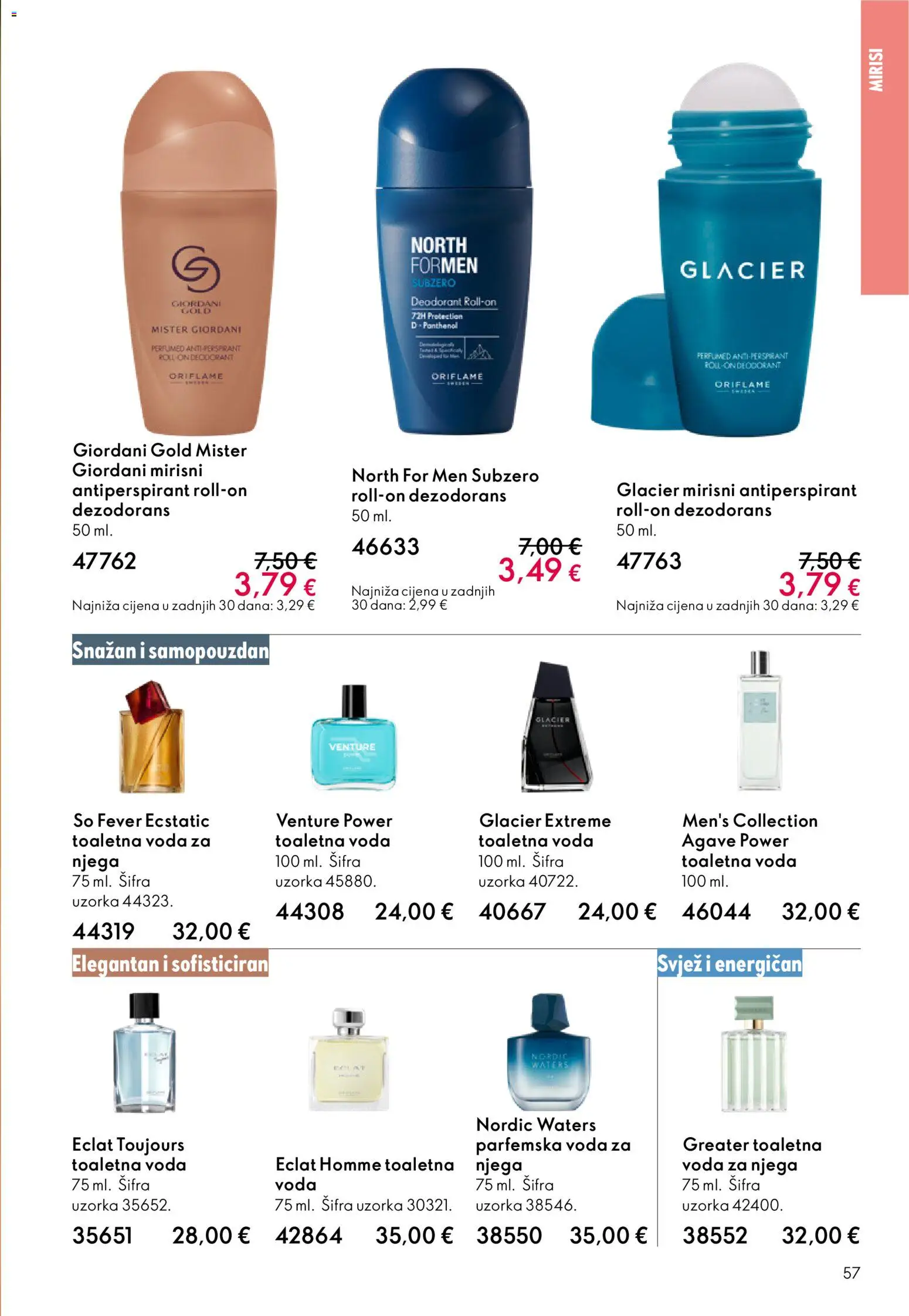 Oriflame katalog | vrijedi od 11.03.2026 | Stranica: 57 | Proizvodi: Roll on, Dezodorans, Antiperspirant, Voda