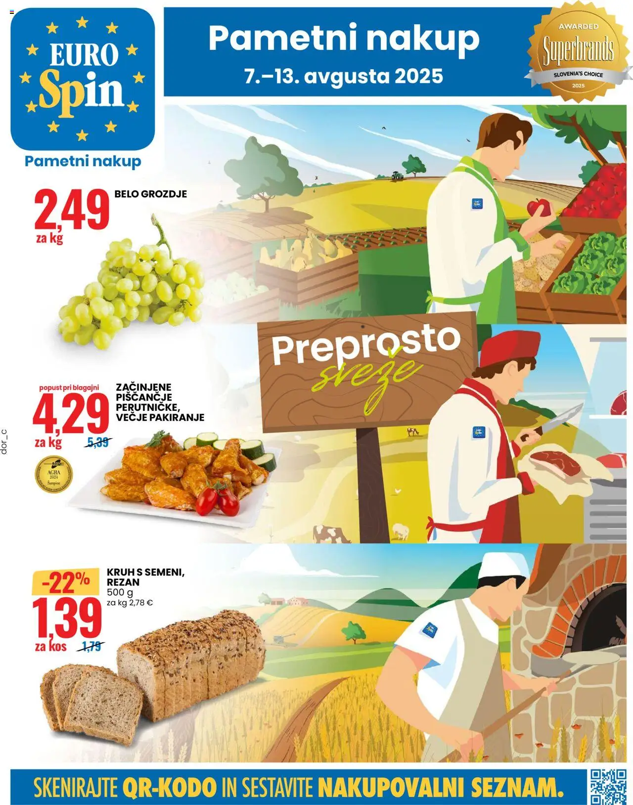 Eurospin katalog │ velja od 07.08.2025 | Stran: 1 | Izdelki: Grozdje, Kos, Kruh