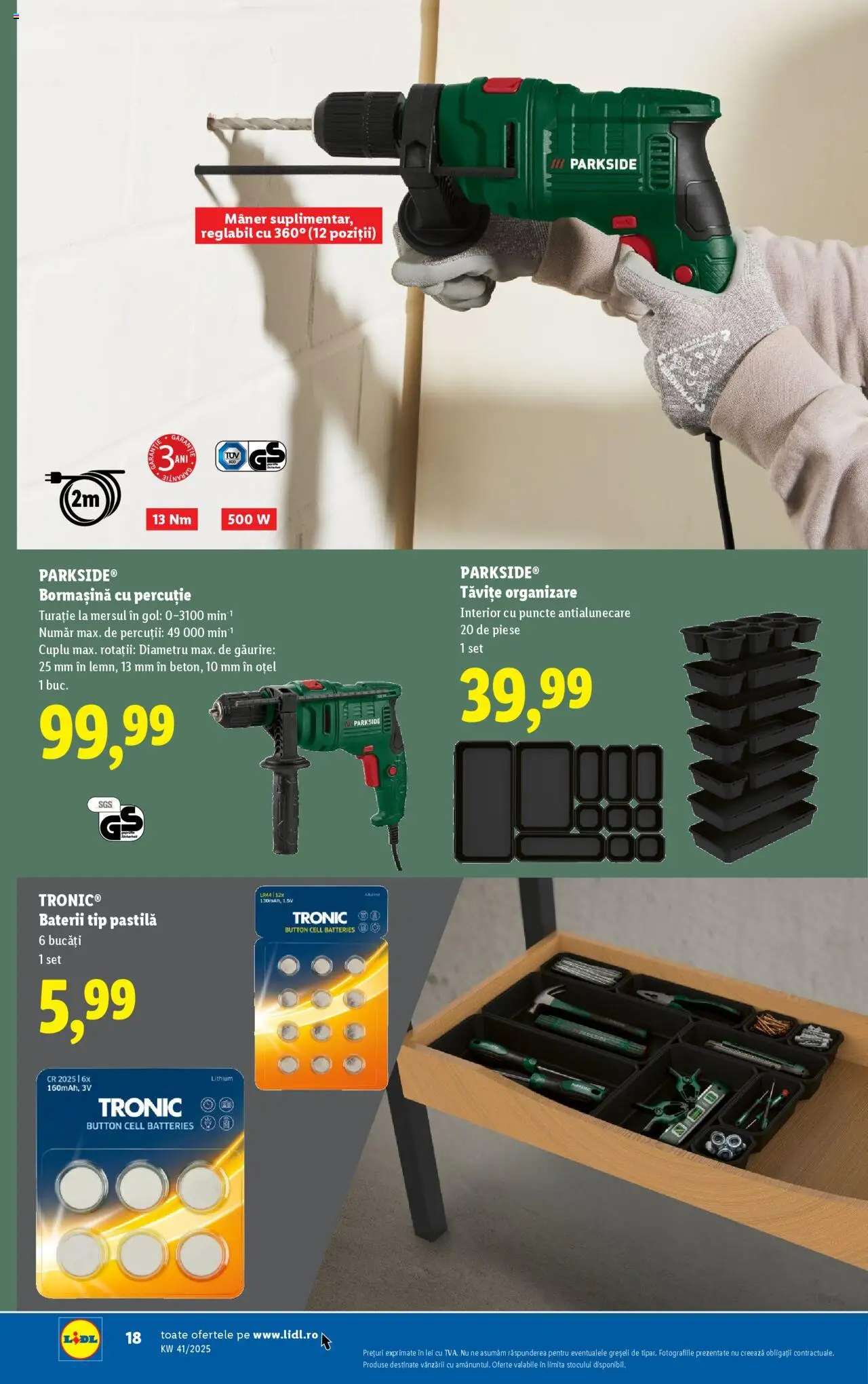 Noul catalog Lidl – valabil de la 06.10.2025 | Pagină: 18 | Produse: Mâner, Baterii