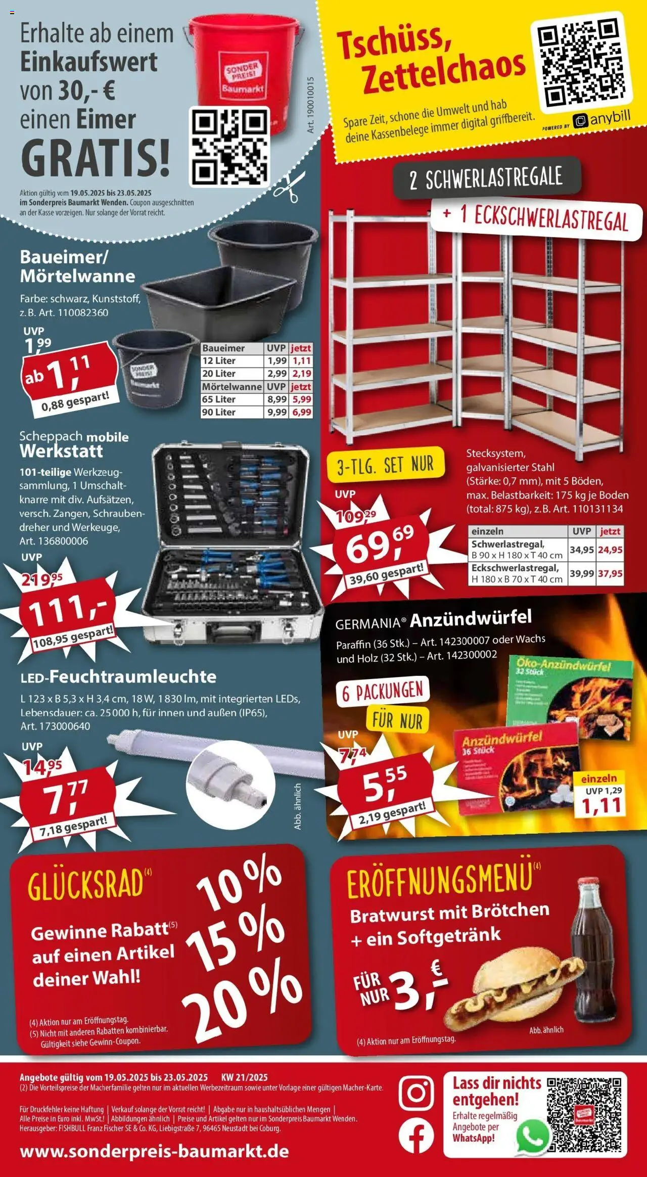 Sonderpreis Baumarkt - Wiedereröffnung Wenden - gültig ab dem 13.05.2025 | Seite: 20 | Produkte: Bratwurst, Schwerlastregal