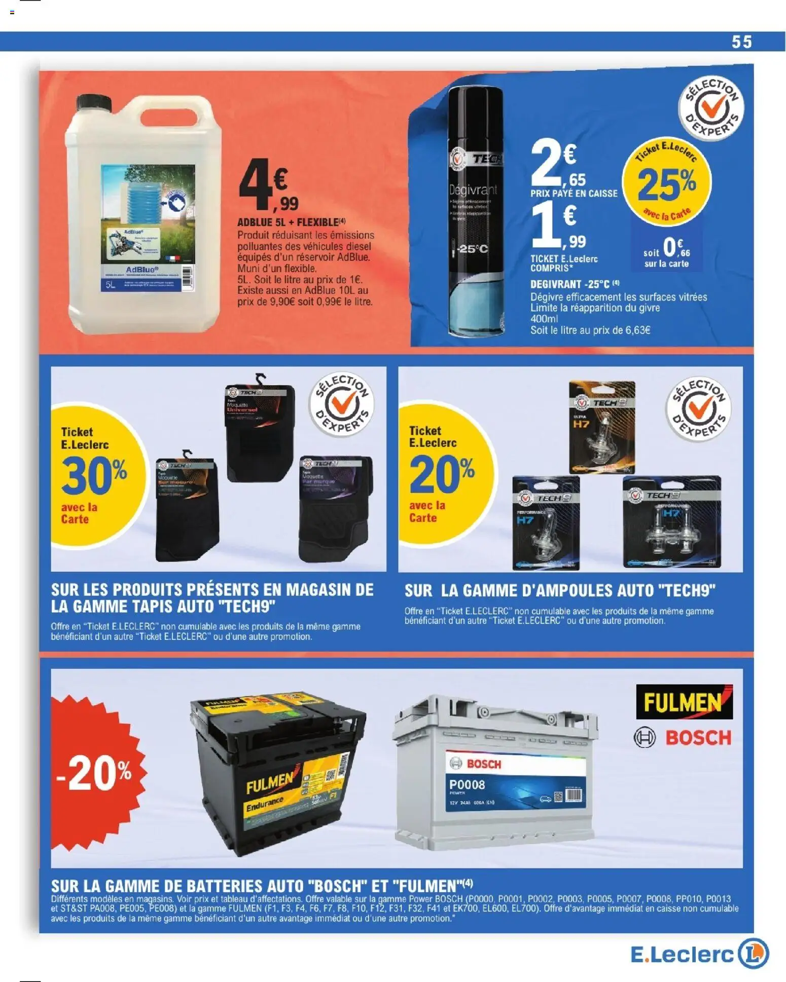 {H1} | Page: 55 | Produits: AdBlue, Batterie, Tapis