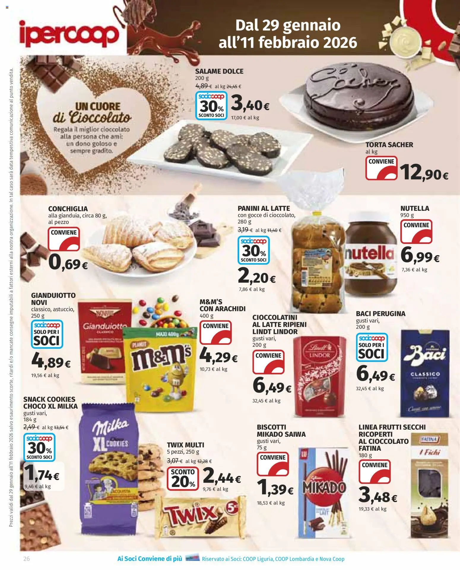Volantino Ipercoop del 29.01.2026 | Pagina: 26 | Prodotti: Salame, Latte, Data, Arachidi