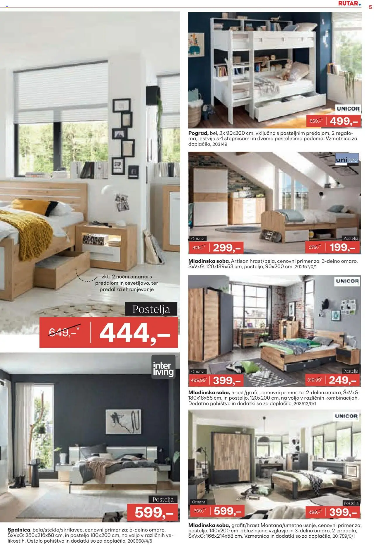 Rutar katalog │ velja od 06.08.2025 | Stran: 5 | Izdelki: Pohištvo, Postelja, Vzmetnica, Omara
