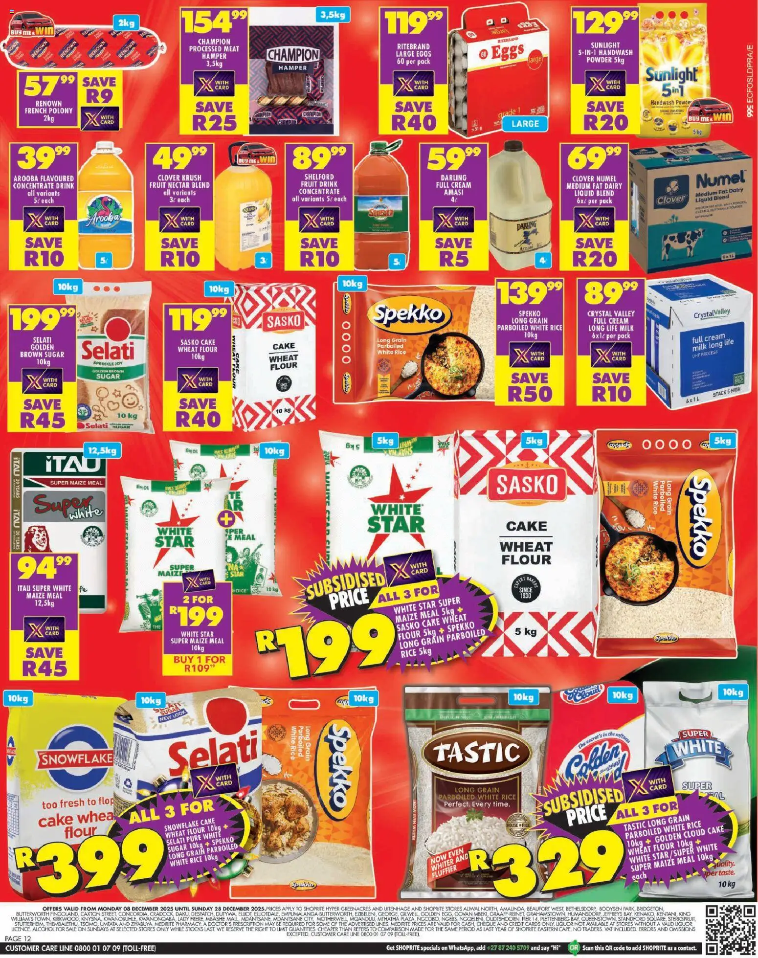 New Shoprite catalogue – valid from 08.12.2025 | Page: 12 | Products: Cake, Maize meal, Powder, Rice