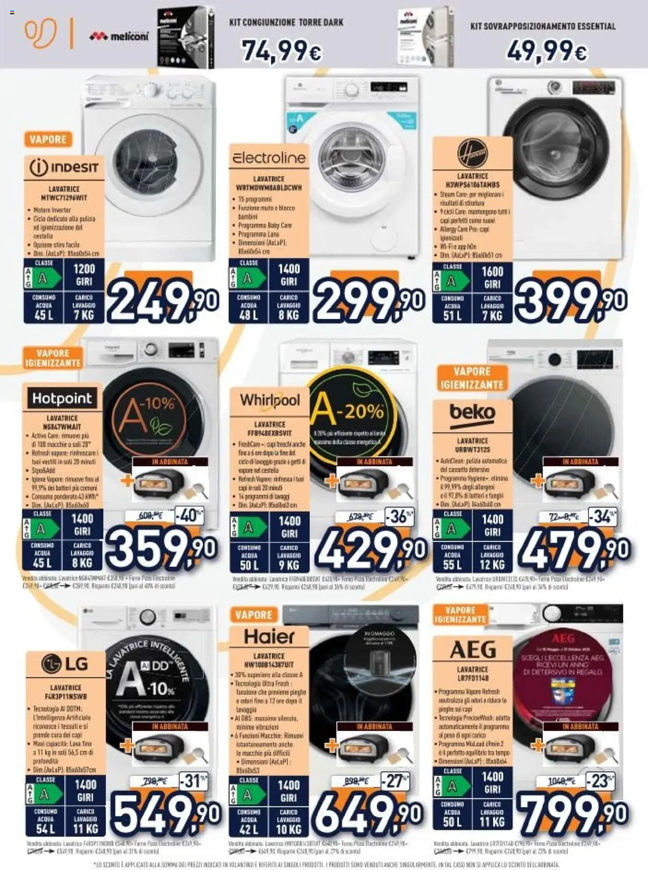 Volantino Unieuro del 13.10.2025 | Pagina: 22 | Prodotti: Pizza, Acqua, Funghi, Lavatrice