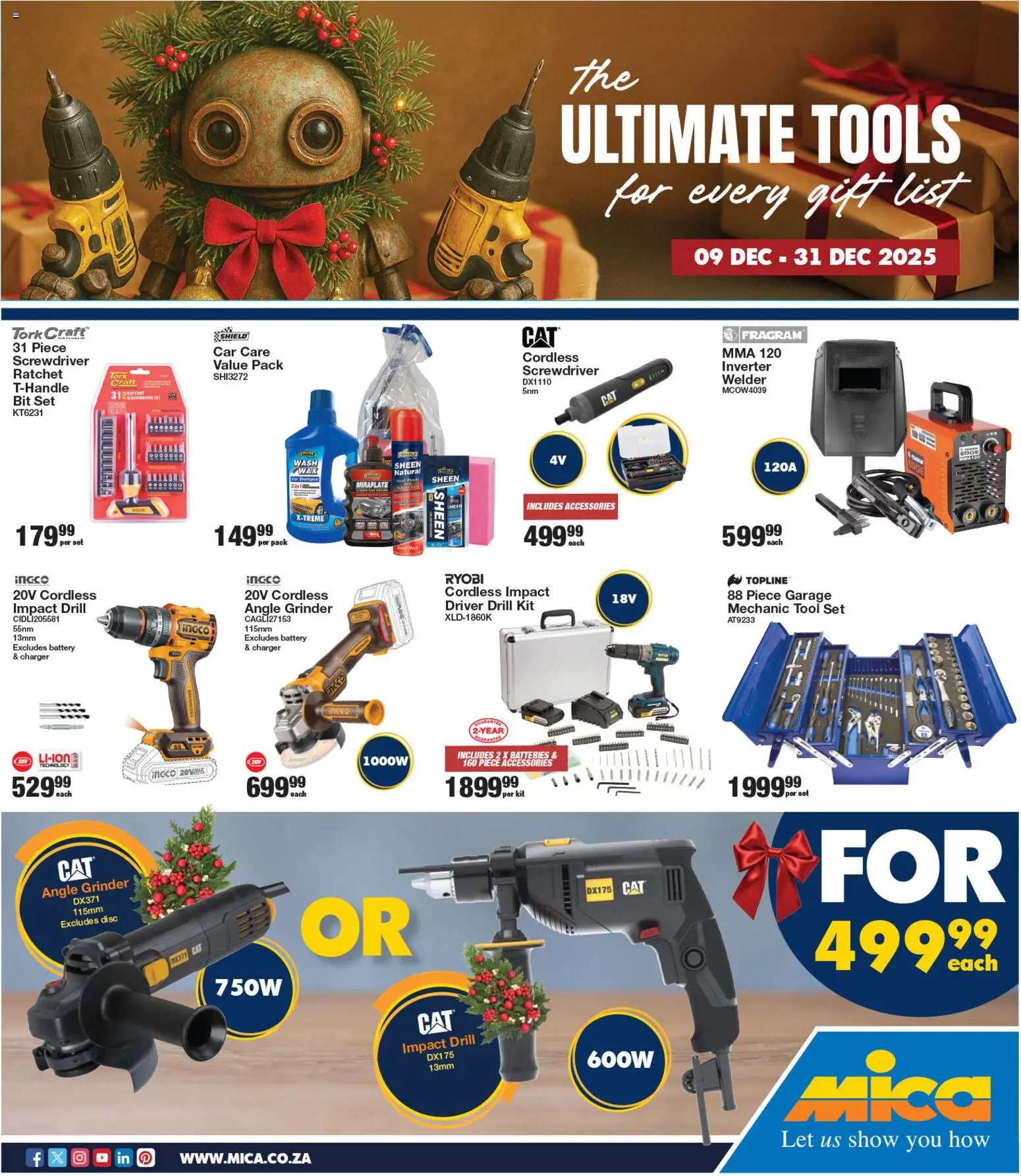 New MICA catalogue – valid from 09.12.2025 | Page: 1 | Products: Grinder, Drill, Battery, Angle grinder