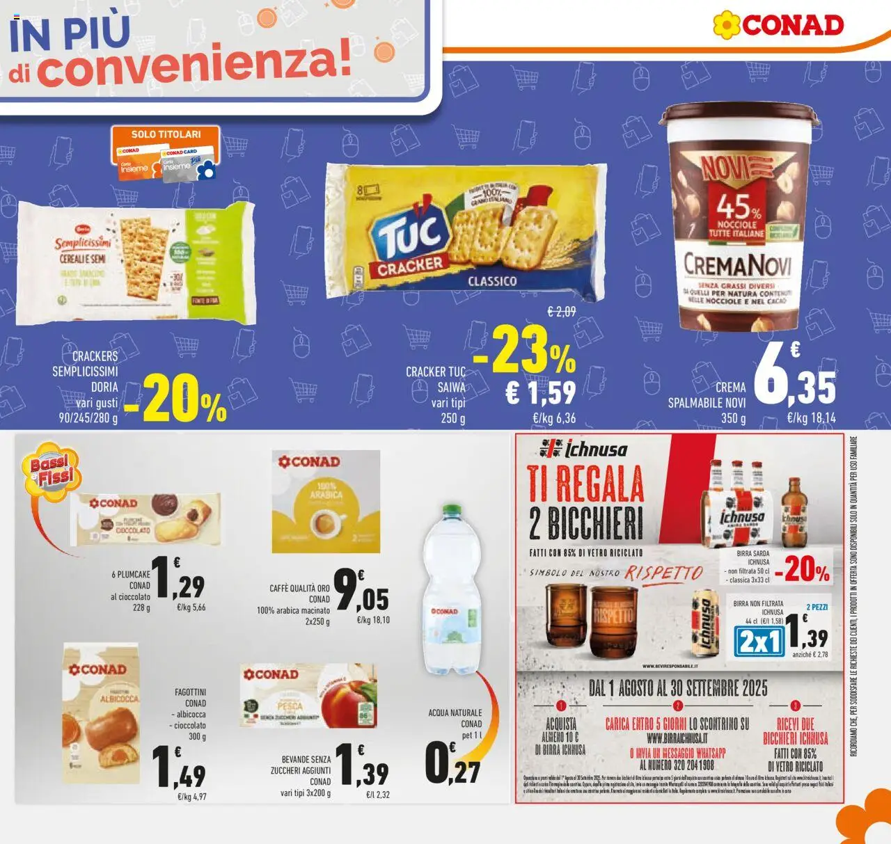 Volantino Conad del 27.08.2025 | Pagina: 25 | Prodotti: Caffè, Nocciole, Crackers, Acqua naturale