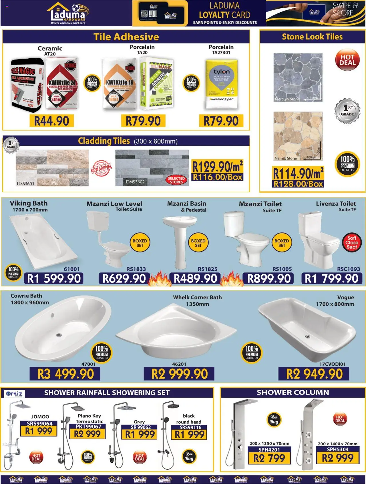 New Laduma Hardware catalogue – valid from 20.10.2025 | Page: 10 | Products: Toilet, Shower, Cladding, Shower column