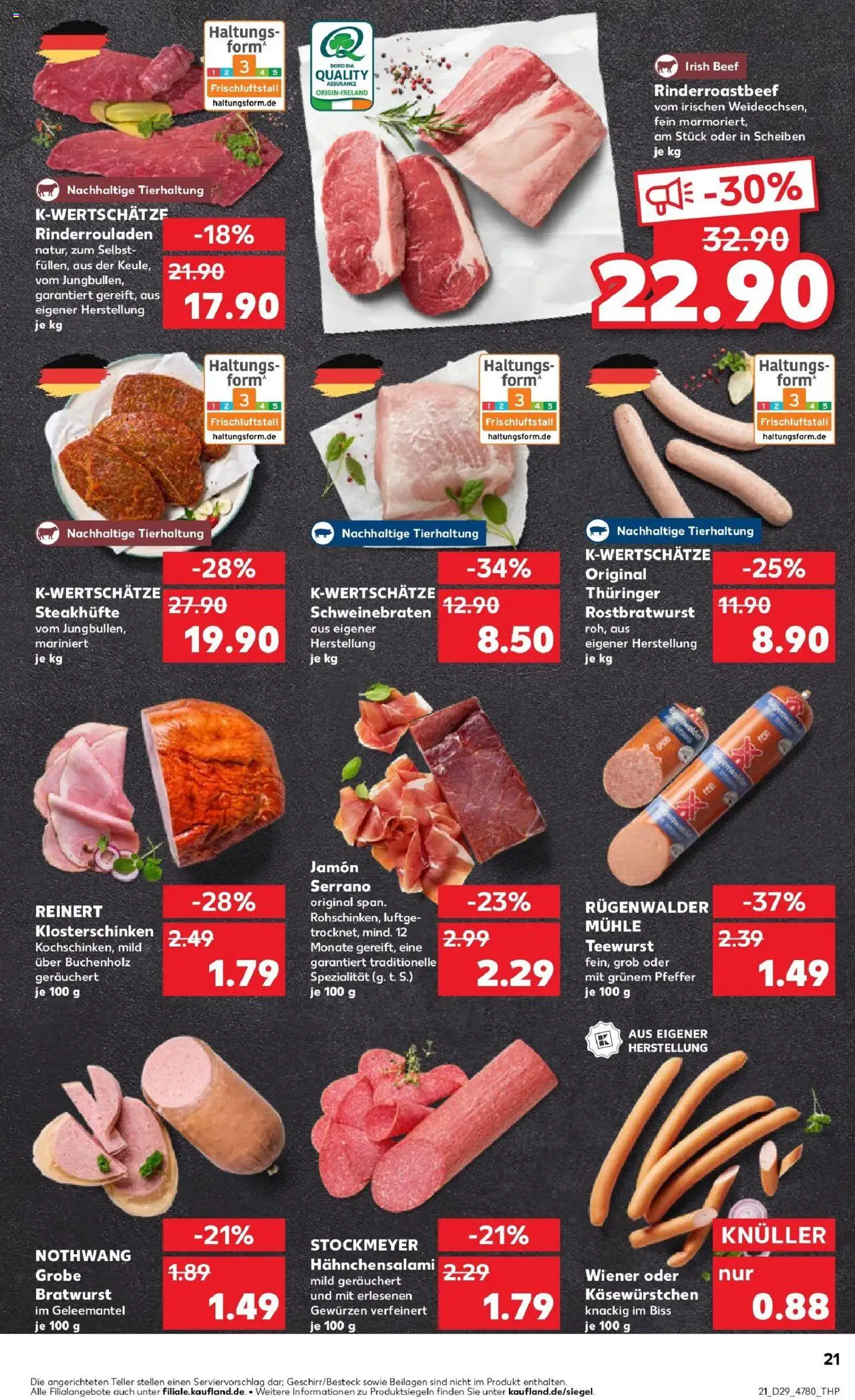Kaufland prospekt Edingen-Neckarhausen	 - gültig ab dem 21.07.2025 | Seite: 34 | Produkte: Rinderrouladen, Bratwurst, Pfeffer, Salami