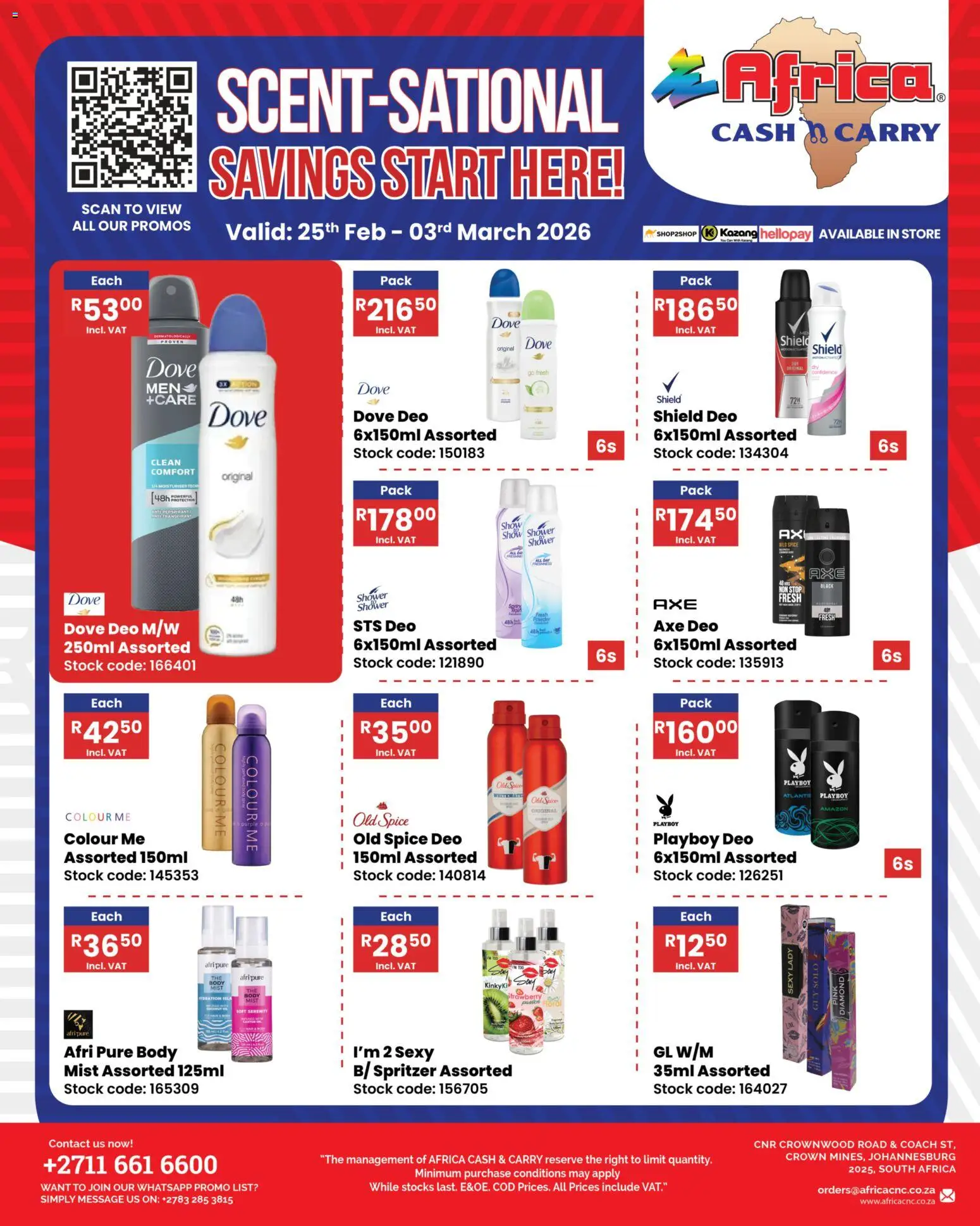 New Africa Cash & Carry catalogue – valid from 25.02.2026 | Page: 1 | Products: Shower, Stock